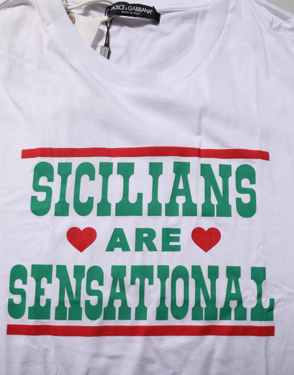 T-shirt Dolce & Gabbana en coton blanc à col rond et imprimé graphique
