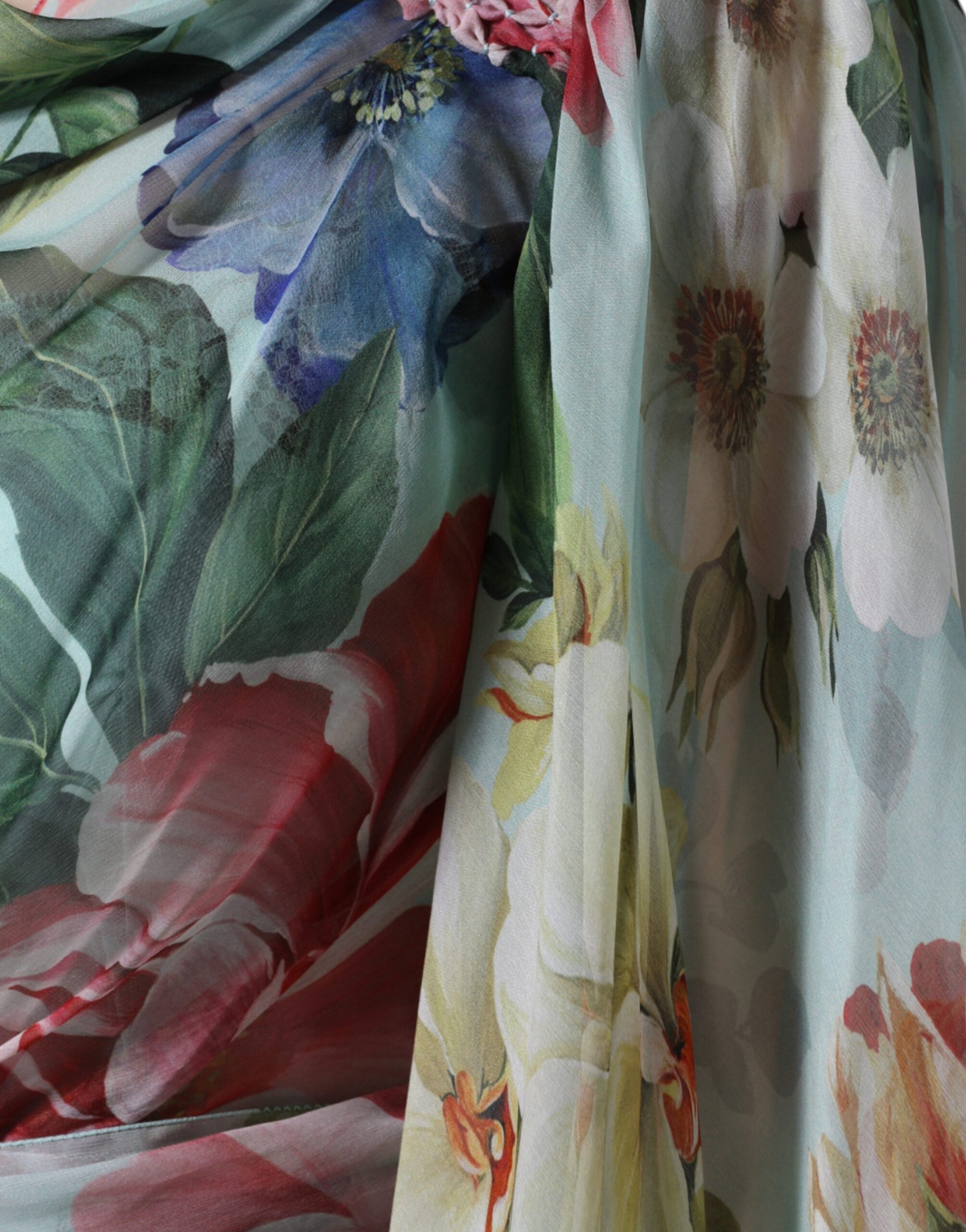 Robe longue maxi étagée Dolce & Gabbana à imprimé floral bleu