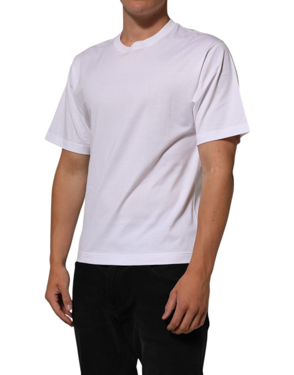 T-shirt en Coton Blanc Imprimé Ange à Col Rond pour Homme Dolce & Gabbana