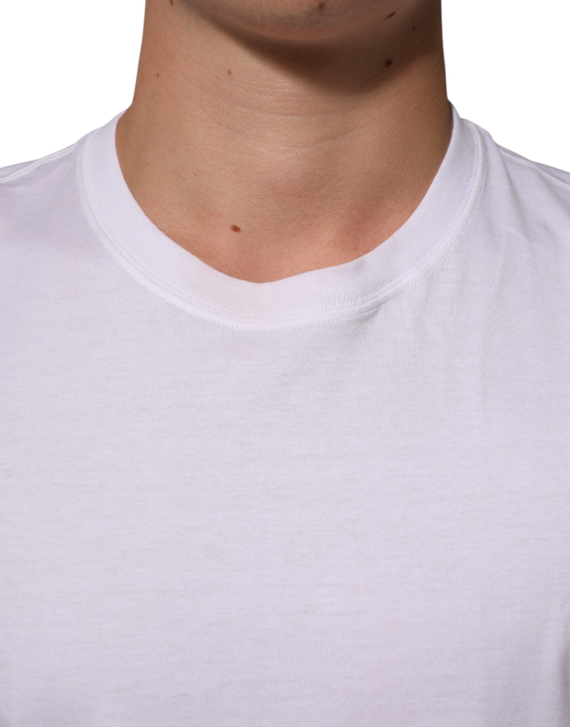 T-shirt en Coton Blanc Imprimé Ange à Col Rond pour Homme Dolce & Gabbana