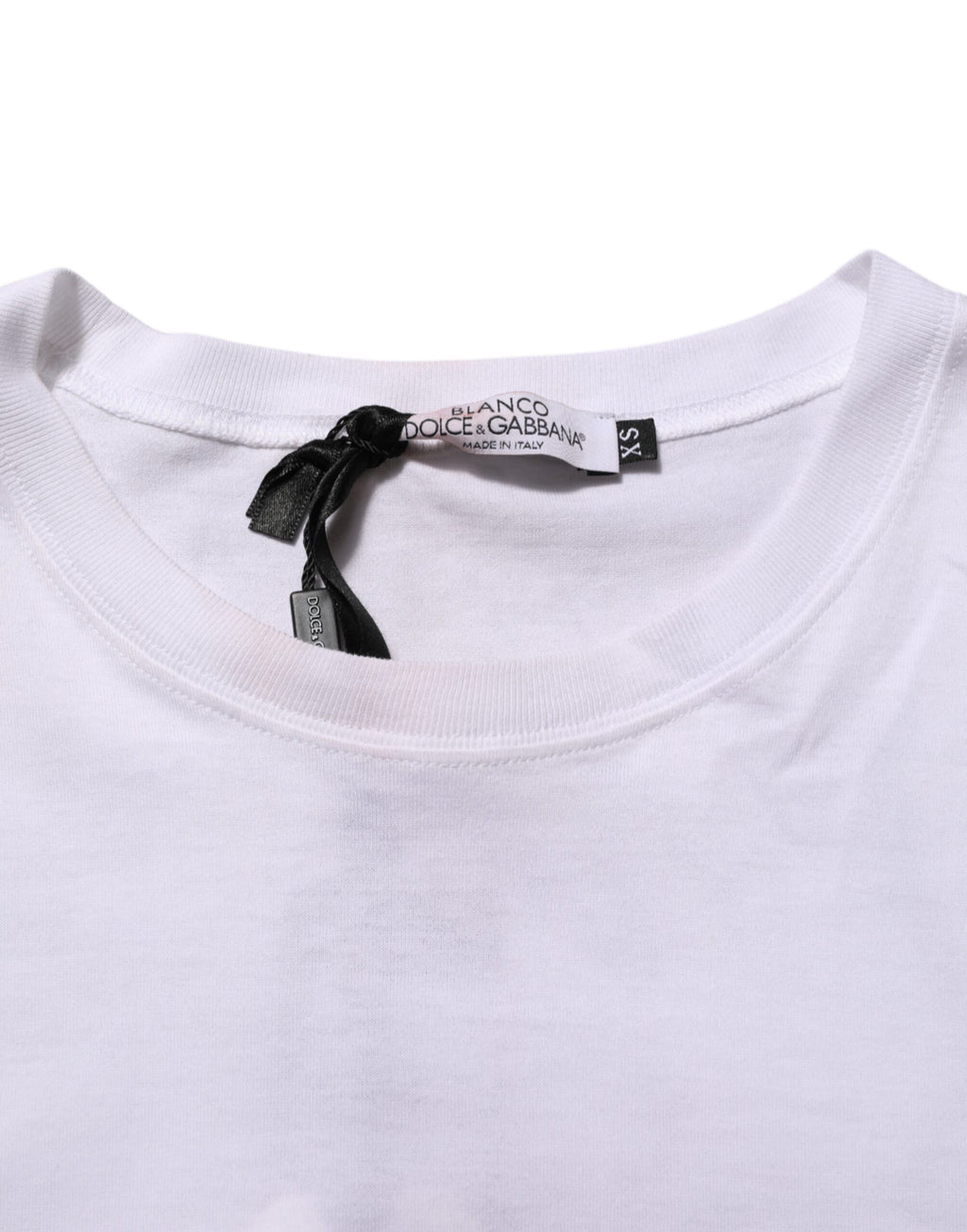 T-shirt en Coton Blanc Imprimé Ange à Col Rond pour Homme Dolce & Gabbana