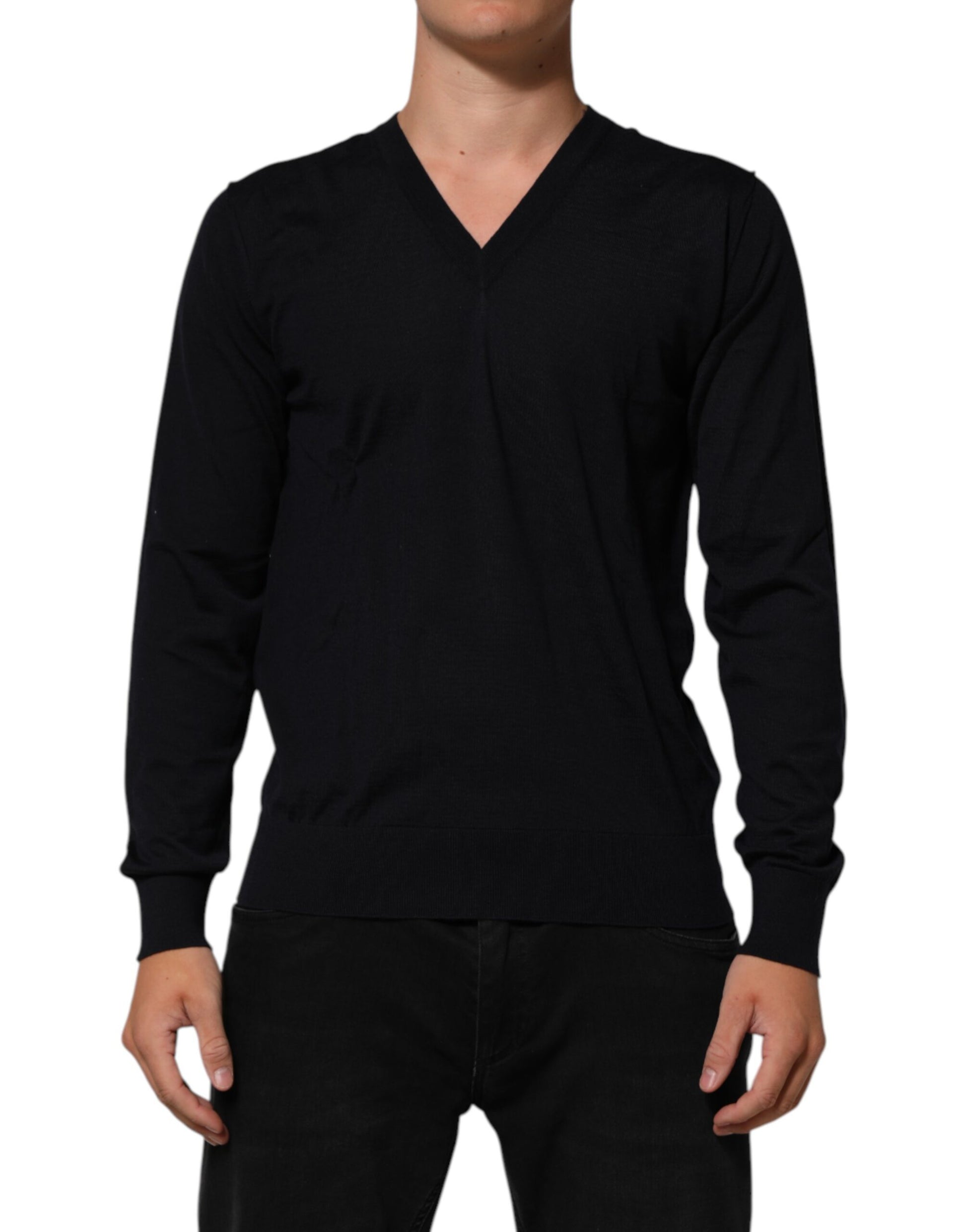 Pull en cachemire noir à col en V Dolce & Gabbana