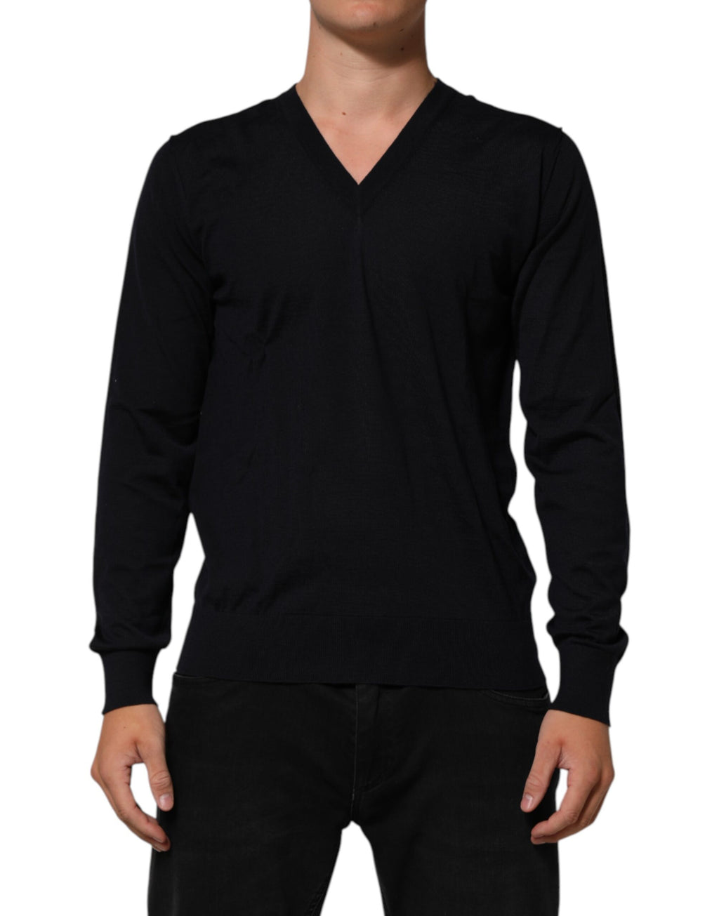 Pull en cachemire noir à col en V Dolce & Gabbana
