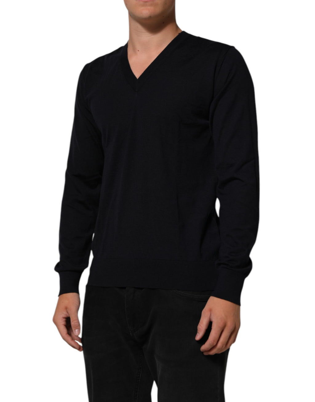 Pull en cachemire noir à col en V Dolce & Gabbana