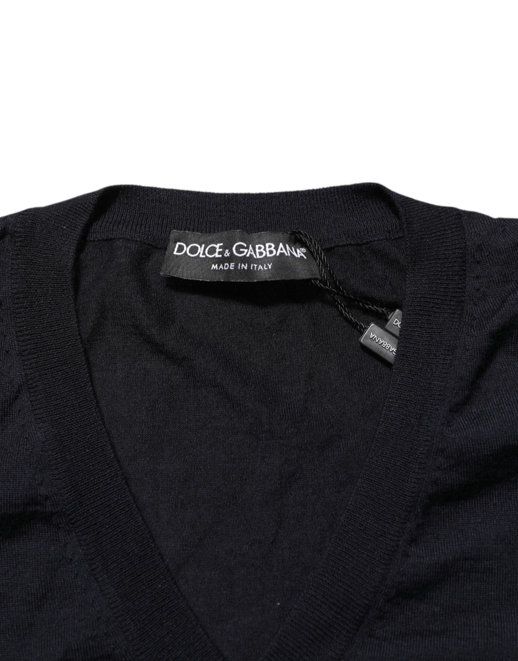 Pull en cachemire noir à col en V Dolce & Gabbana