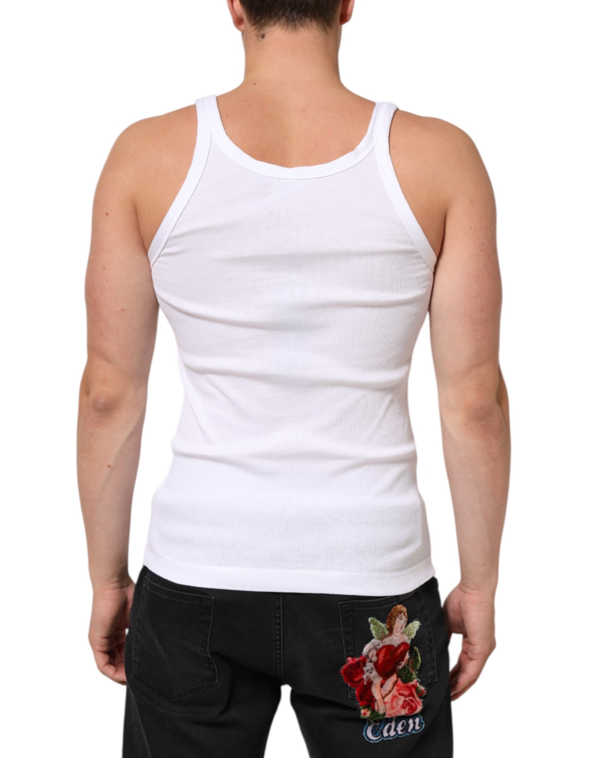 Débardeur col rond sans manches blanc Dolce & Gabbana