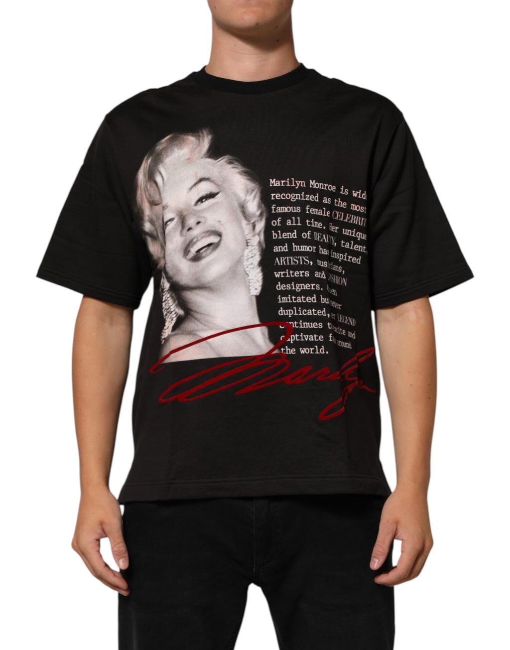 T-shirt Dolce & Gabbana en coton noir à col rond Marilyn Monroe