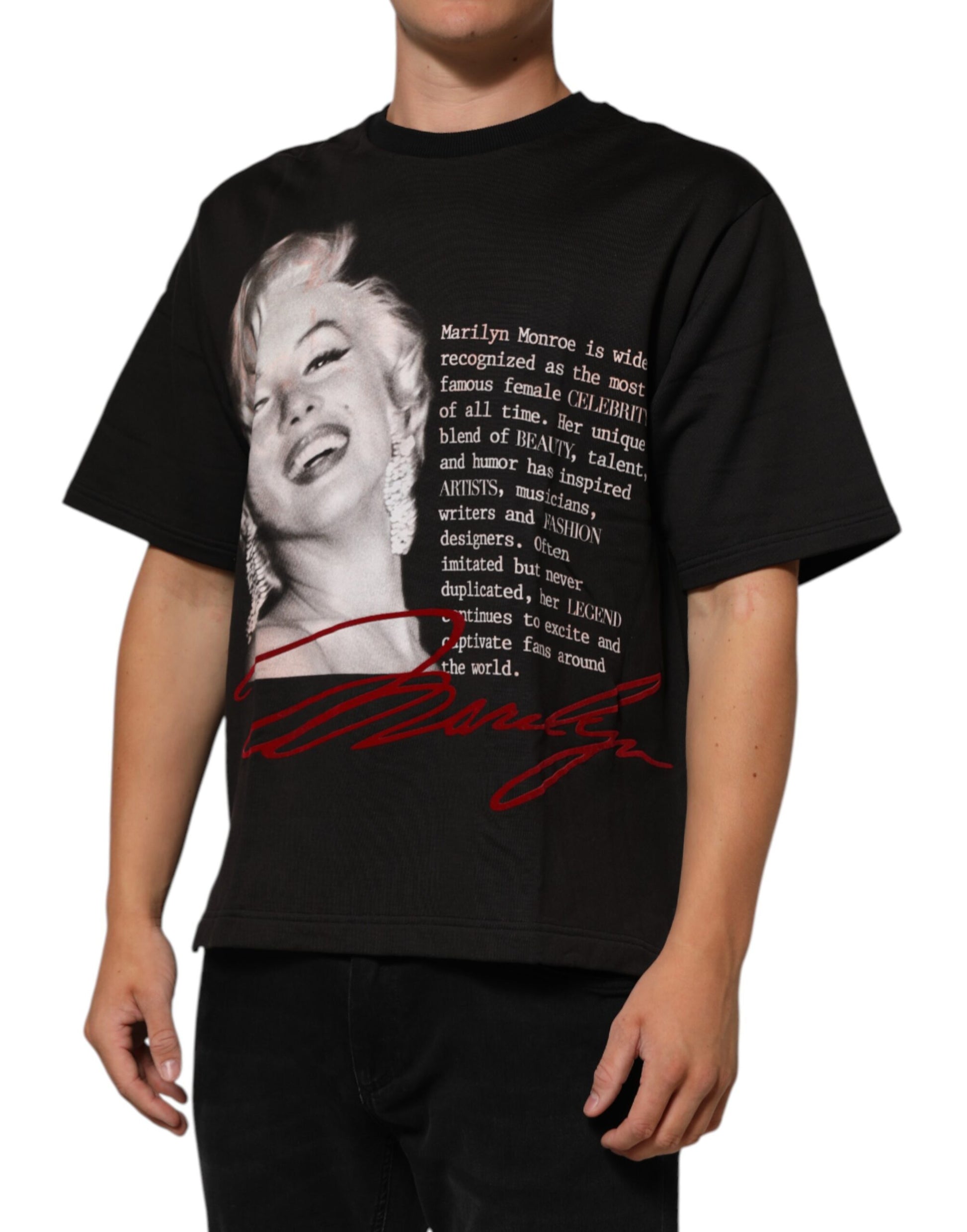 T-shirt Dolce & Gabbana en coton noir à col rond Marilyn Monroe