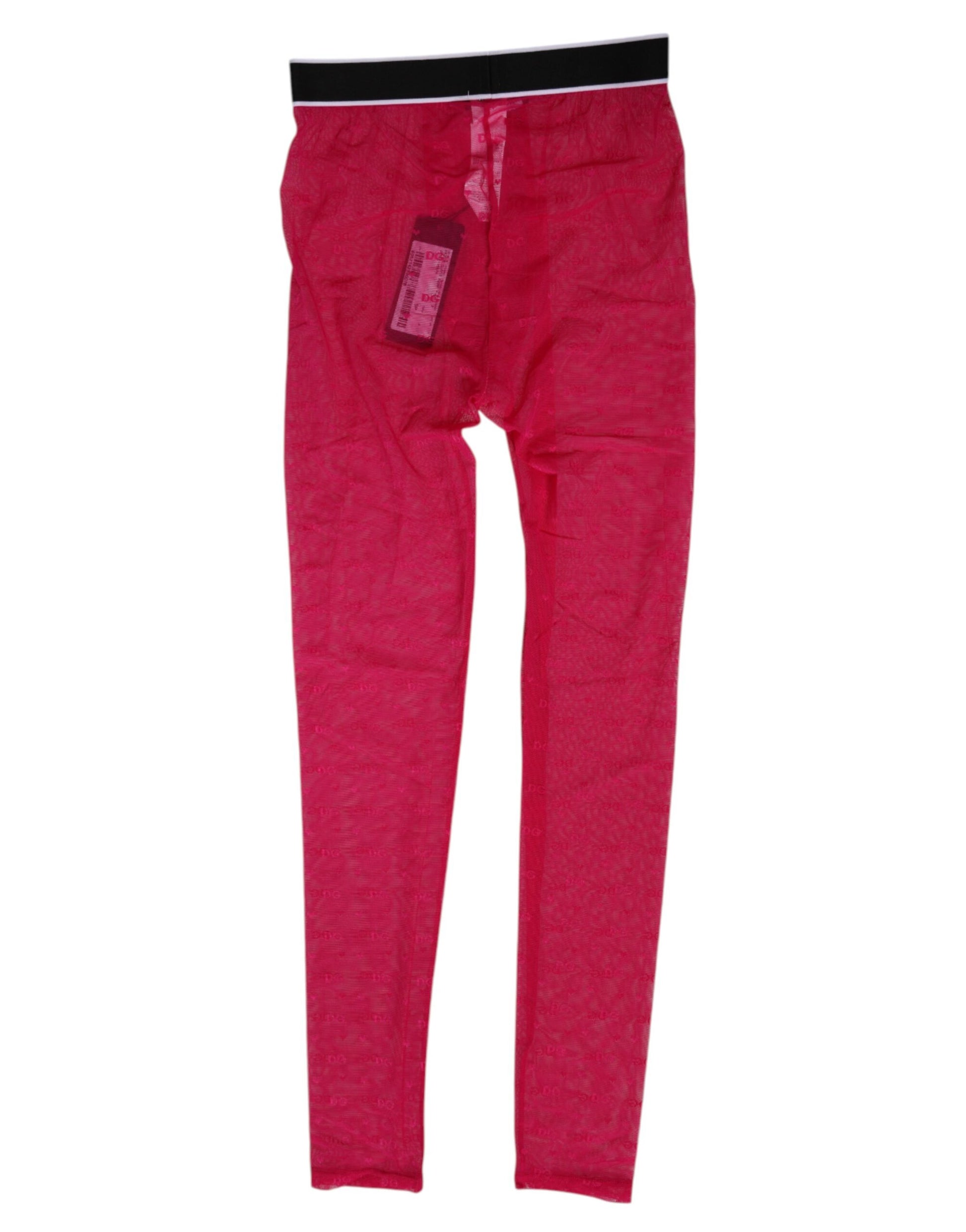 Dolce & Gabbana Legging Fuschia en Nylon avec Dentelle Logo Sous-vêtements