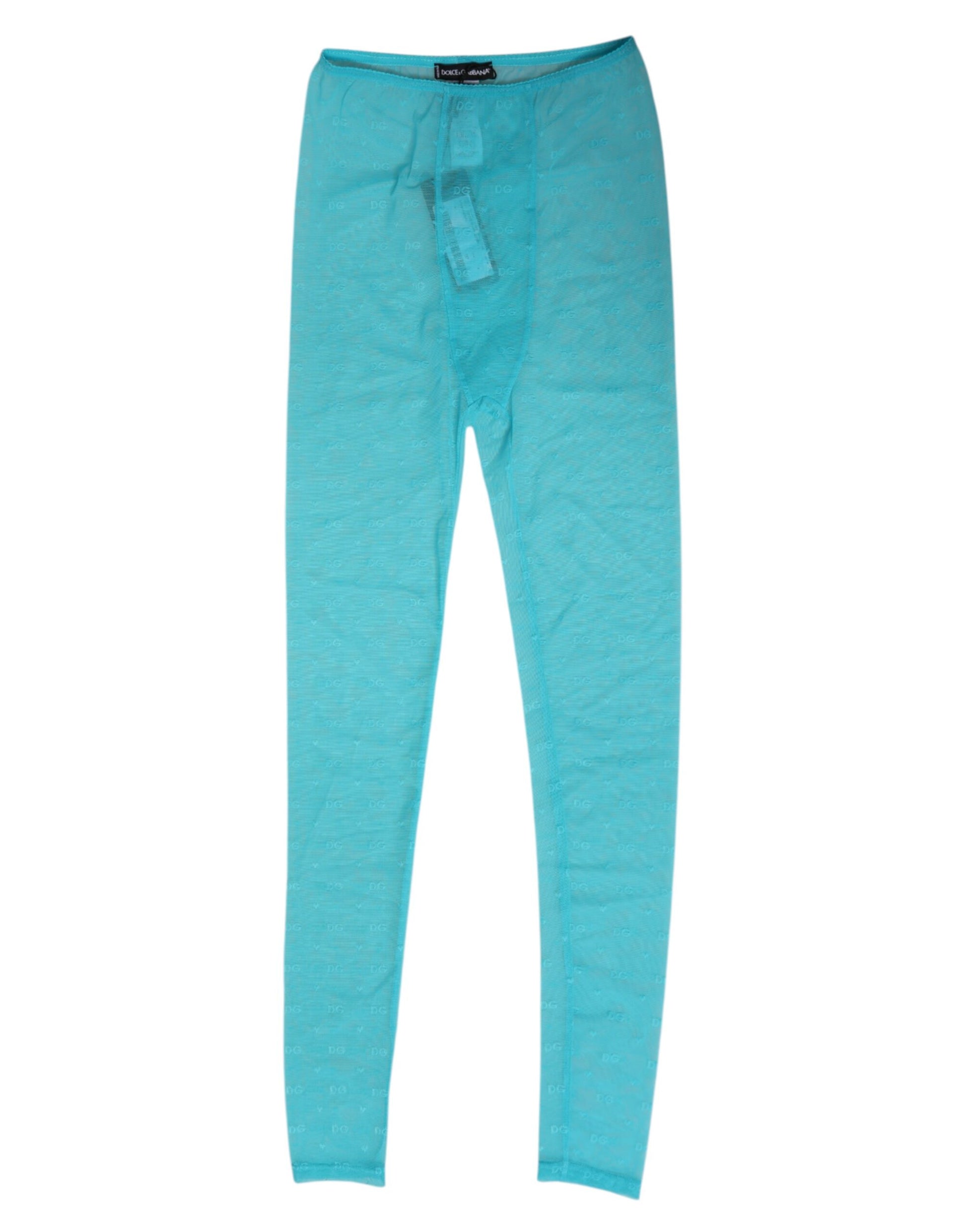 Pantalon legging Dolce & Gabbana Light Blue Nylon Logo Lace sous-vêtement
