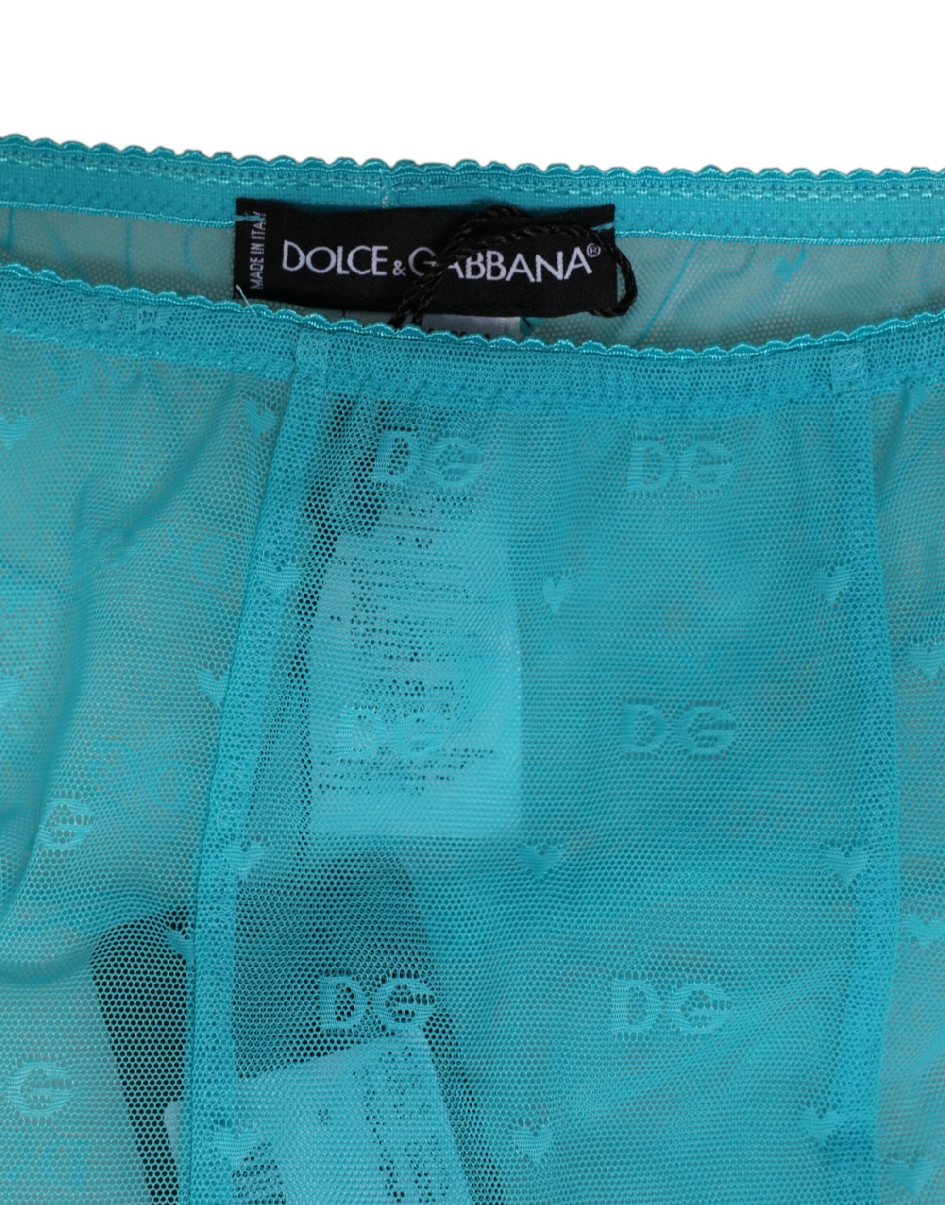 Pantalon legging Dolce & Gabbana Light Blue Nylon Logo Lace sous-vêtement