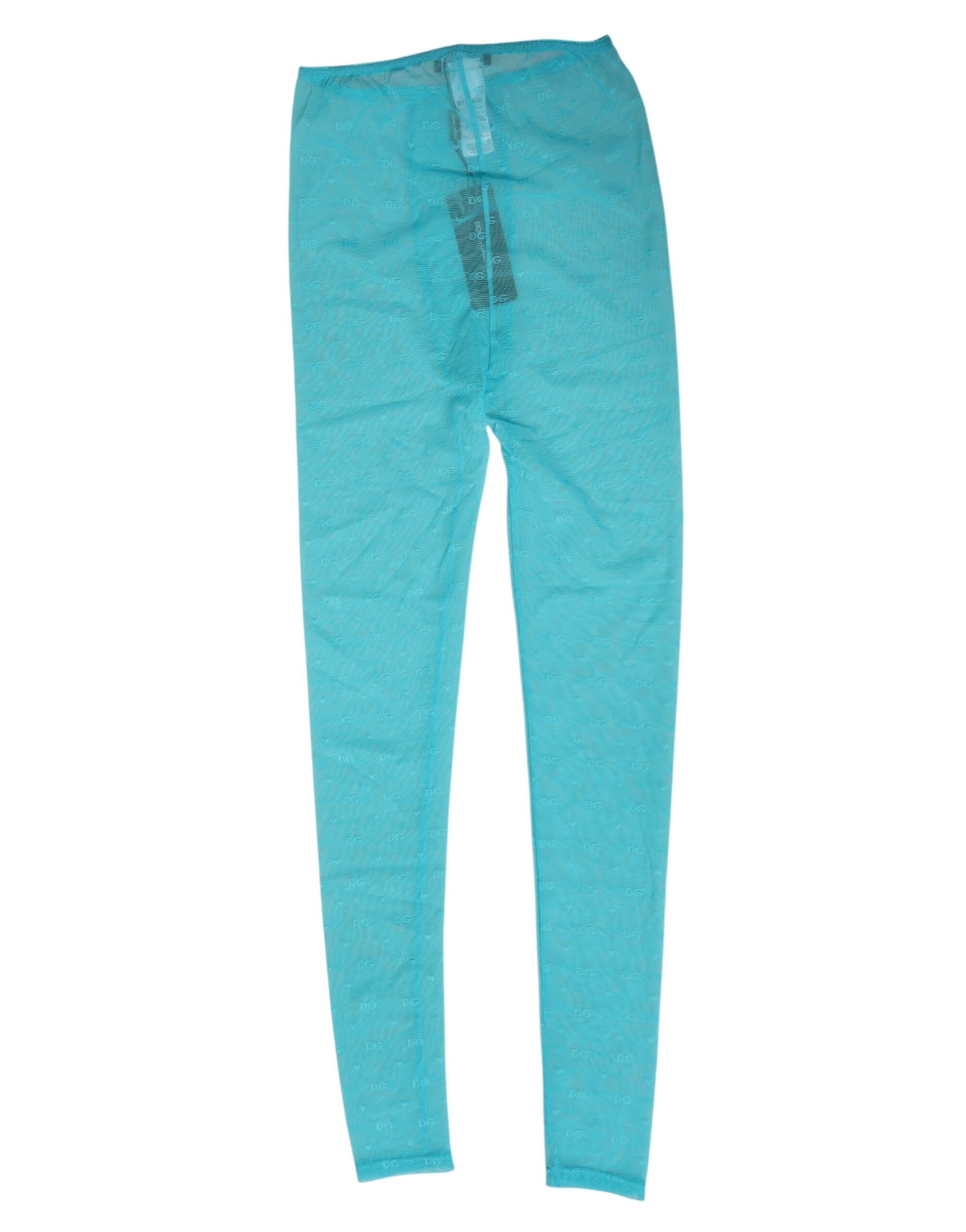 Pantalon legging Dolce & Gabbana Light Blue Nylon Logo Lace sous-vêtement