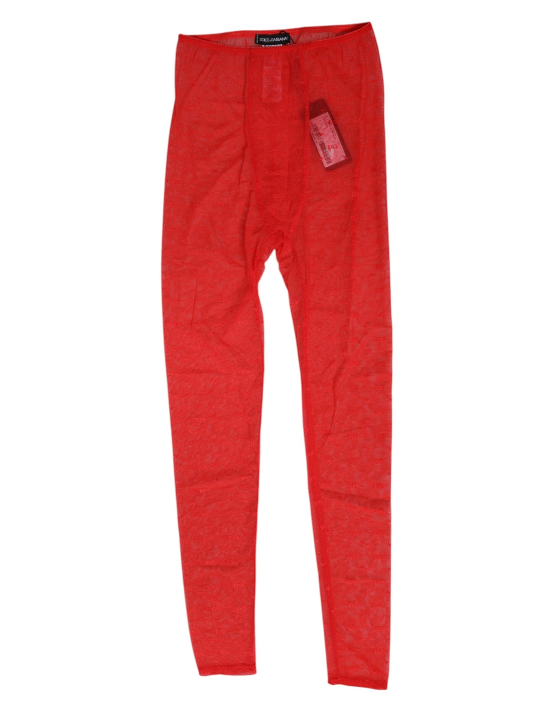 Dolce & Gabbana Leggings culotte en nylon rouge à logo en dentelle Sous-vêtements