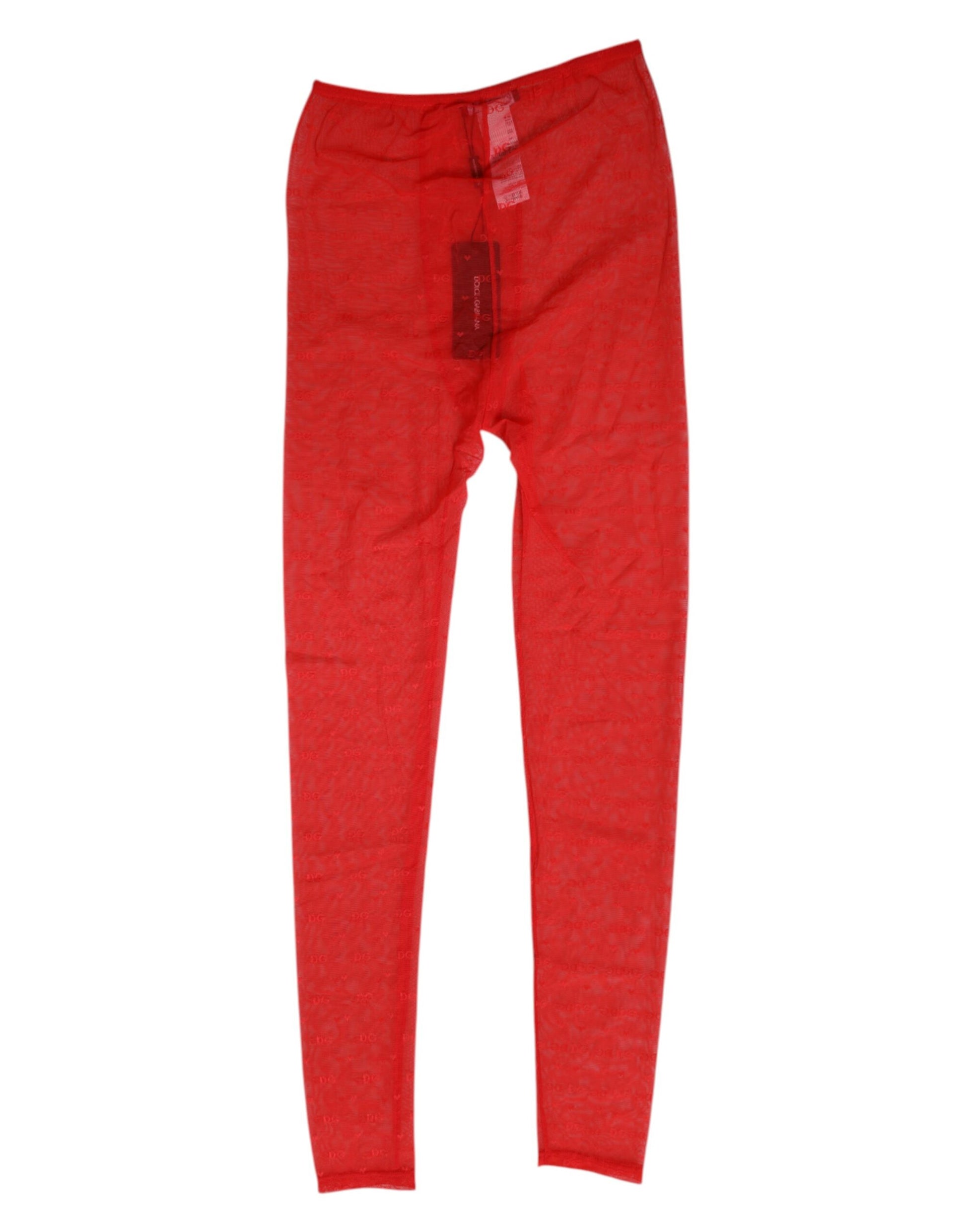 Dolce & Gabbana Leggings culotte en nylon rouge à logo en dentelle Sous-vêtements
