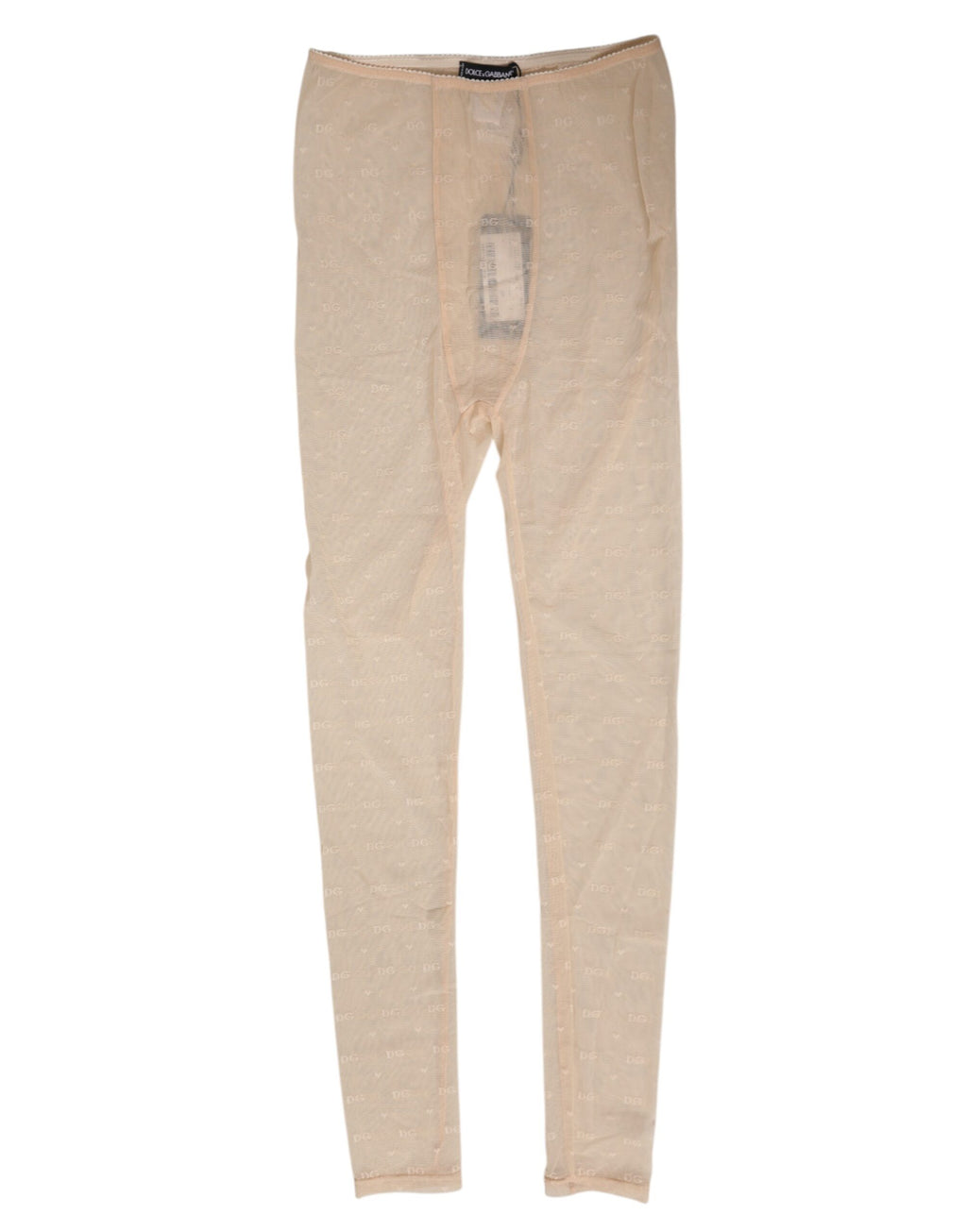 Sous-vêtements leggings Dolce & Gabbana en nylon beige extensible avec dentelle et logo