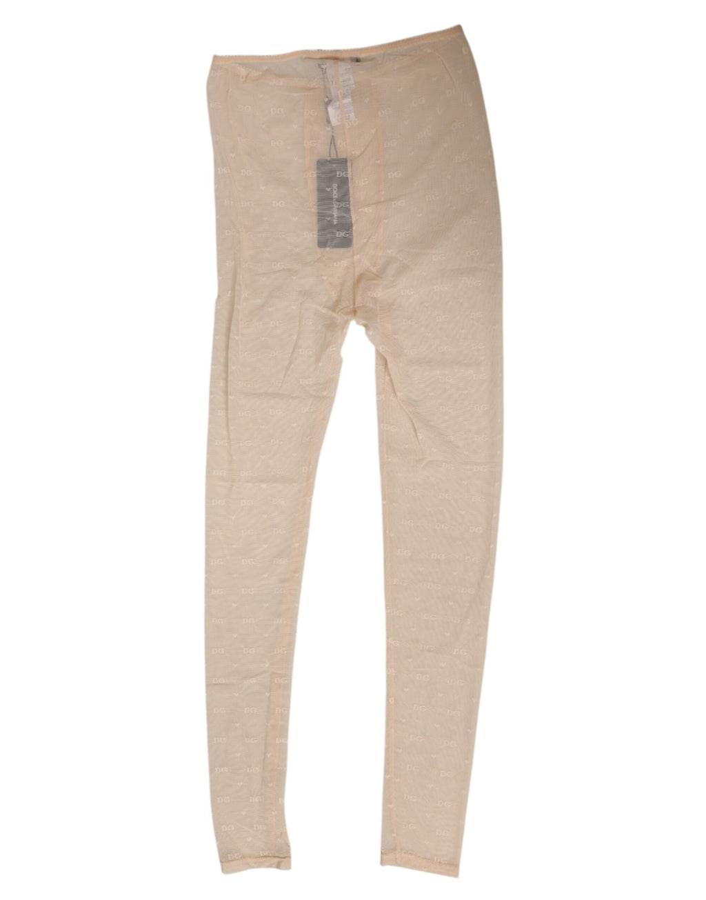 Sous-vêtements leggings Dolce & Gabbana en nylon beige extensible avec dentelle et logo