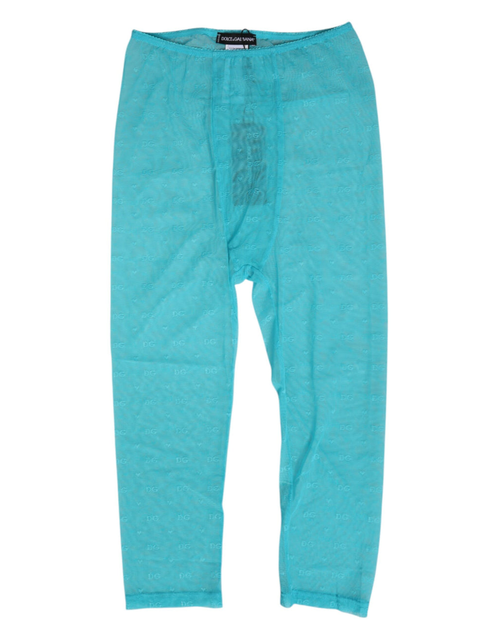 Sous-vêtement pantalon moulant mi-long en dentelle avec logo Dolce & Gabbana Light Blue