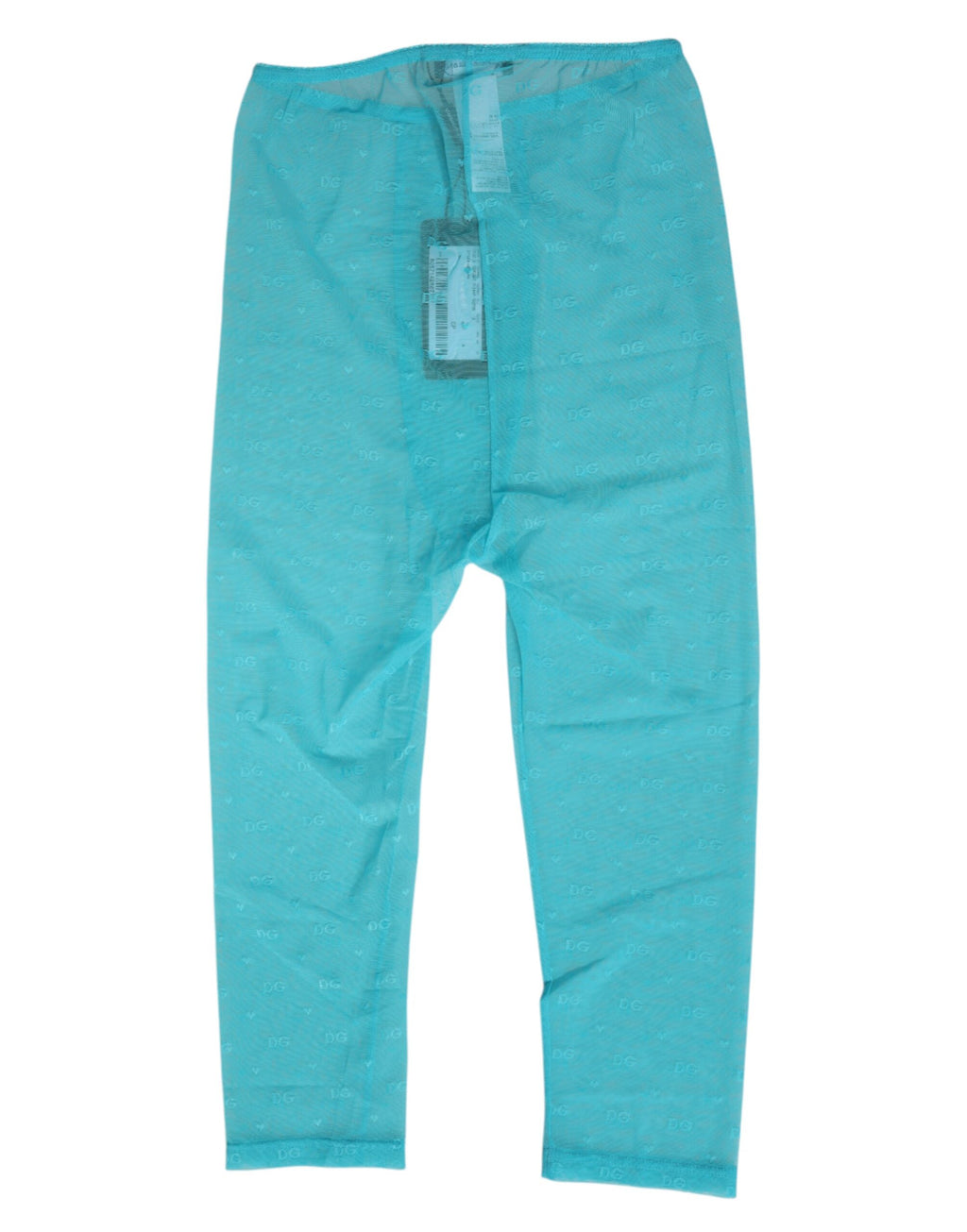 Sous-vêtement pantalon moulant mi-long en dentelle avec logo Dolce & Gabbana Light Blue