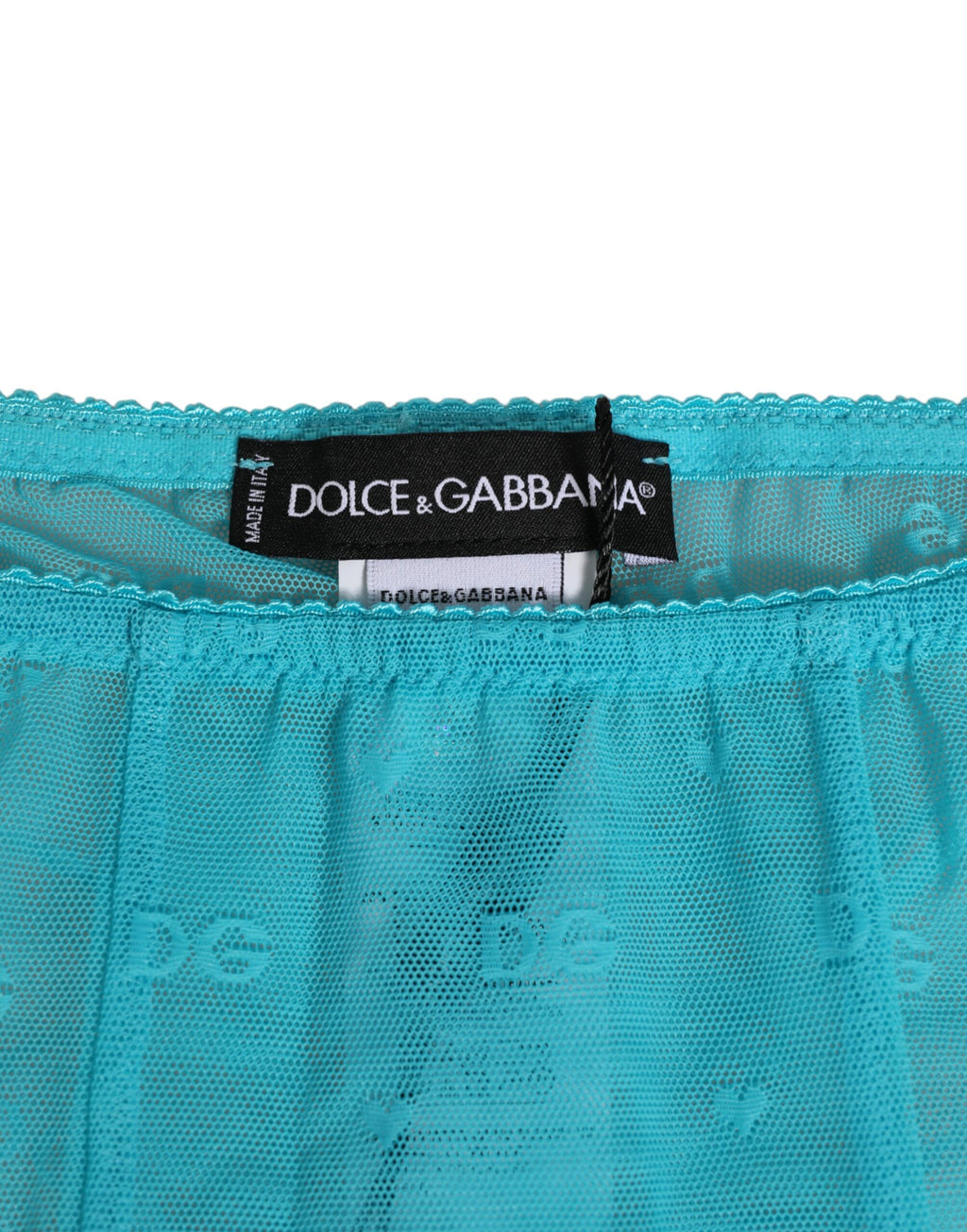 Sous-vêtement pantalon moulant mi-long en dentelle avec logo Dolce & Gabbana Light Blue