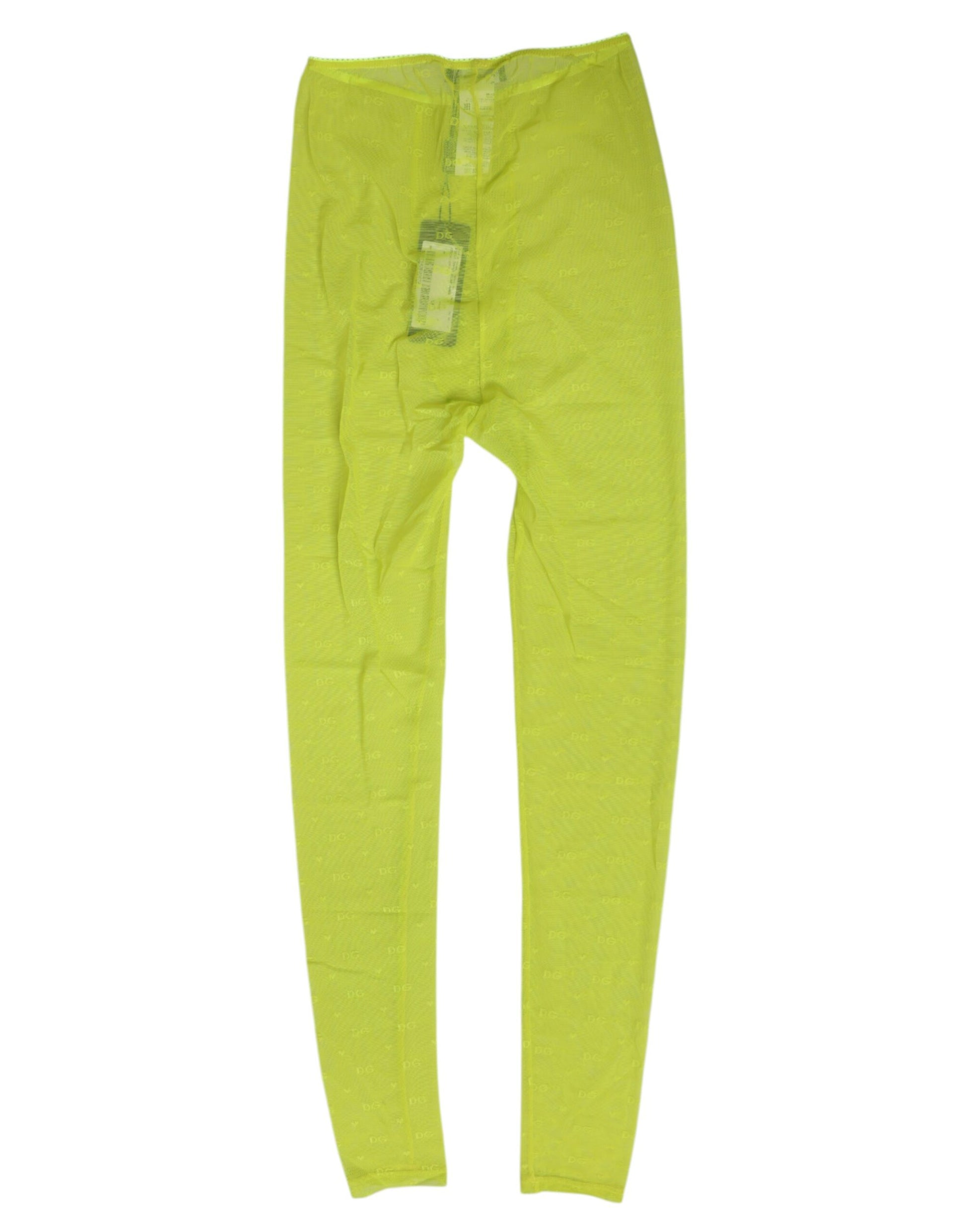 Dolce & Gabbana Legging en nylon vert fluo avec logo et dentelle (sous-vêtement)