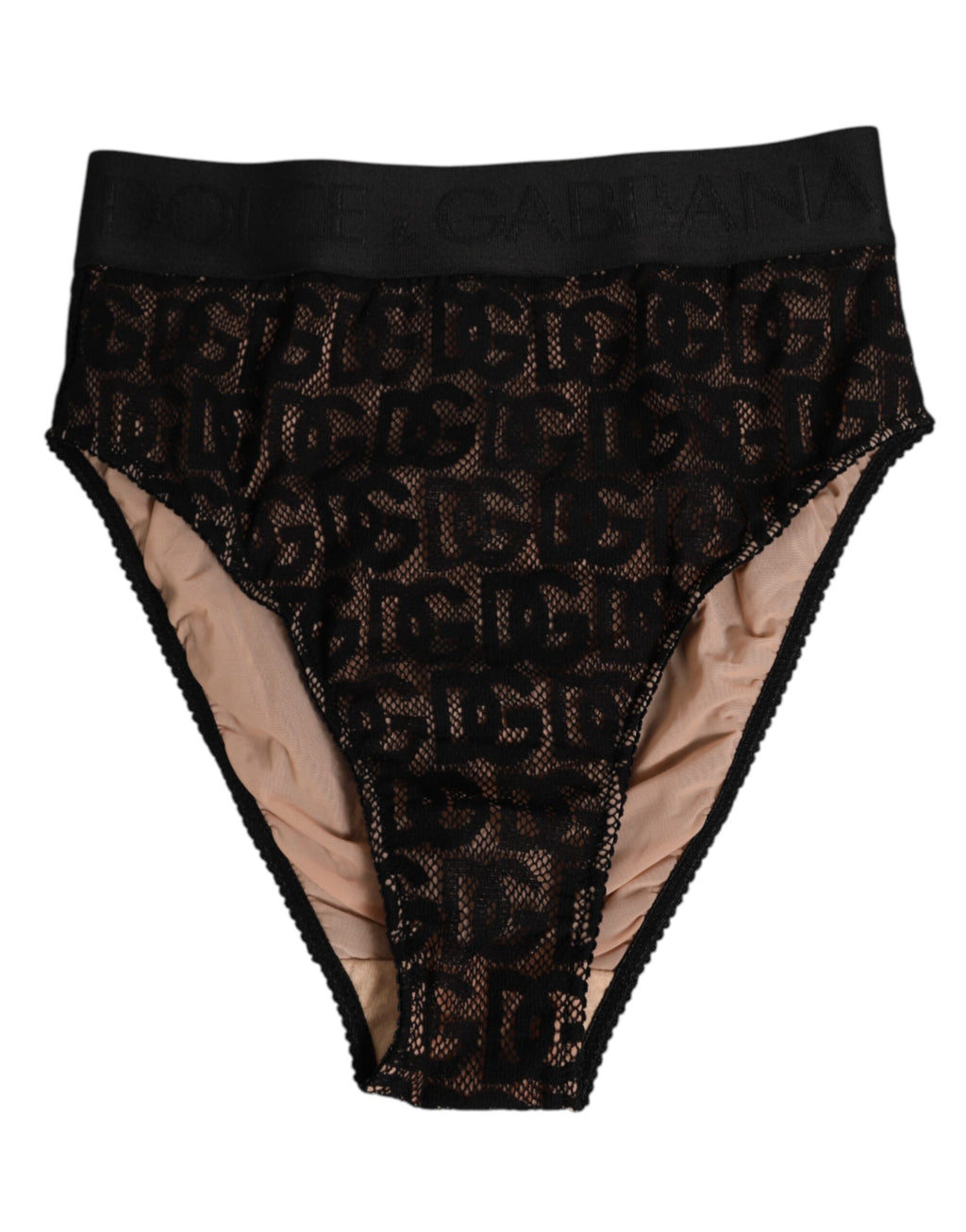 Culotte taille haute Dolce & Gabbana en dentelle noire avec logo DG
