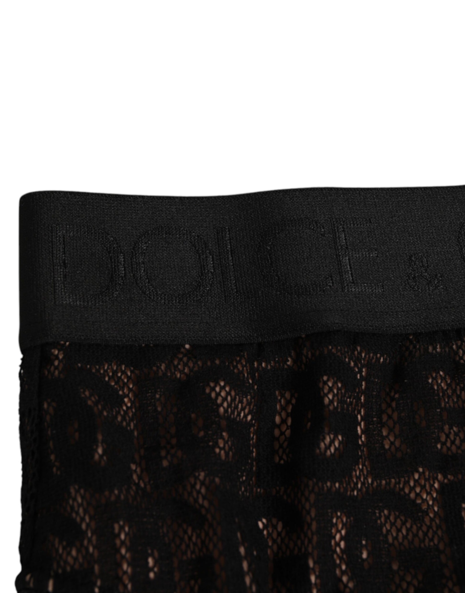 Culotte taille haute Dolce & Gabbana en dentelle noire avec logo DG