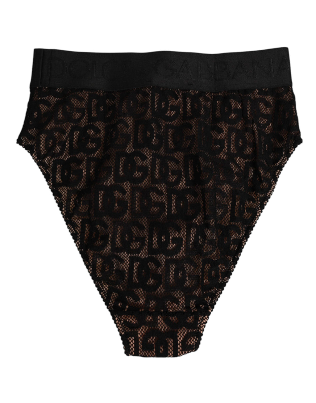 Culotte taille haute Dolce & Gabbana en dentelle noire avec logo DG