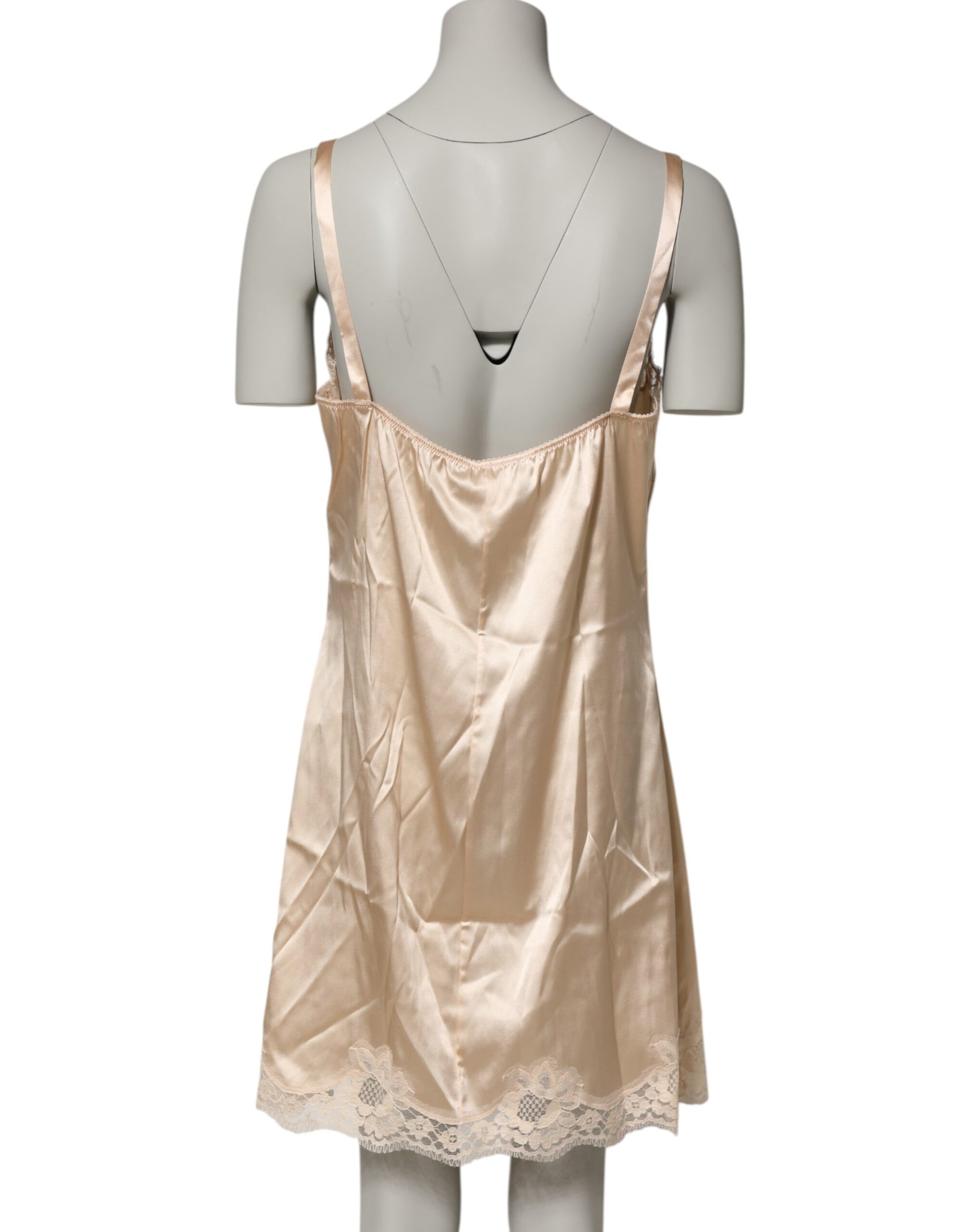 Dolce & Gabbana Chemise Nude Lingerie Soie Mélangée Dentelle Robe