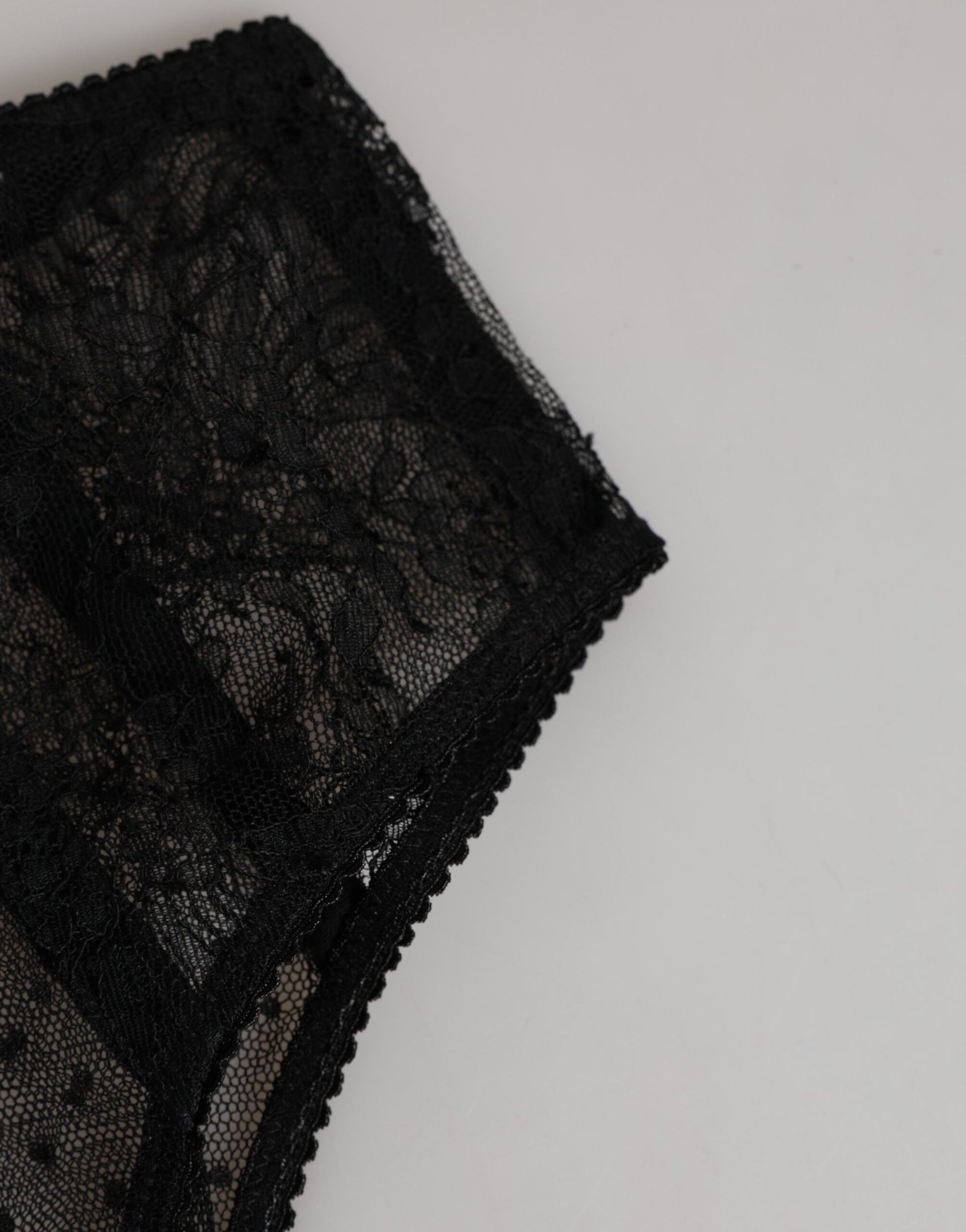 Sous-vêtement taille haute Dolce & Gabbana en maille à pois et dentelle noire