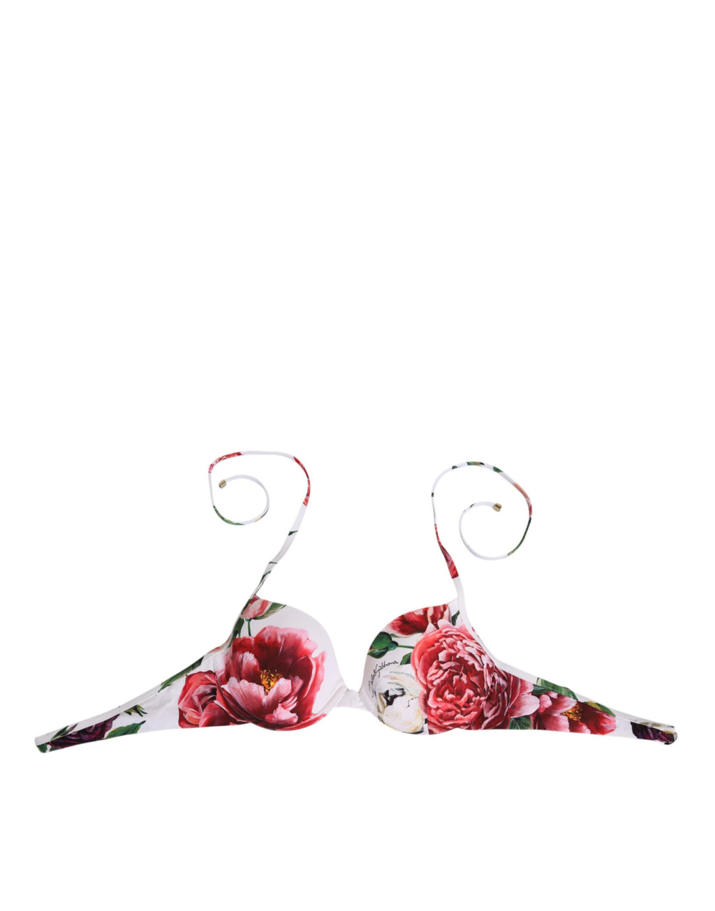 Haut de bikini dos nu Dolce & Gabbana blanc à imprimé floral