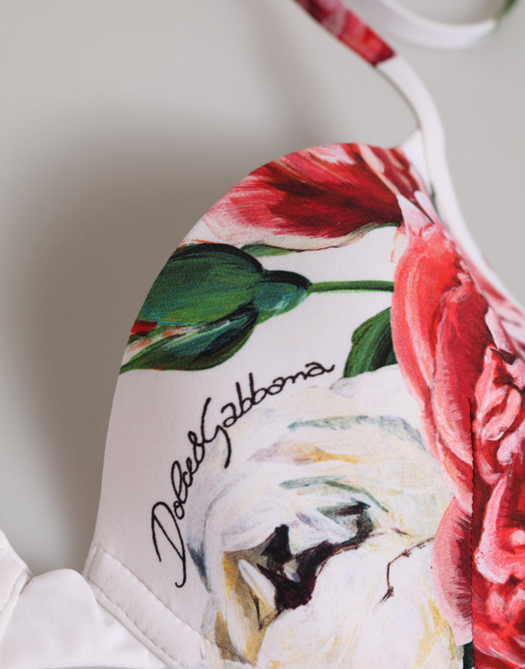 Haut de bikini dos nu Dolce & Gabbana blanc à imprimé floral