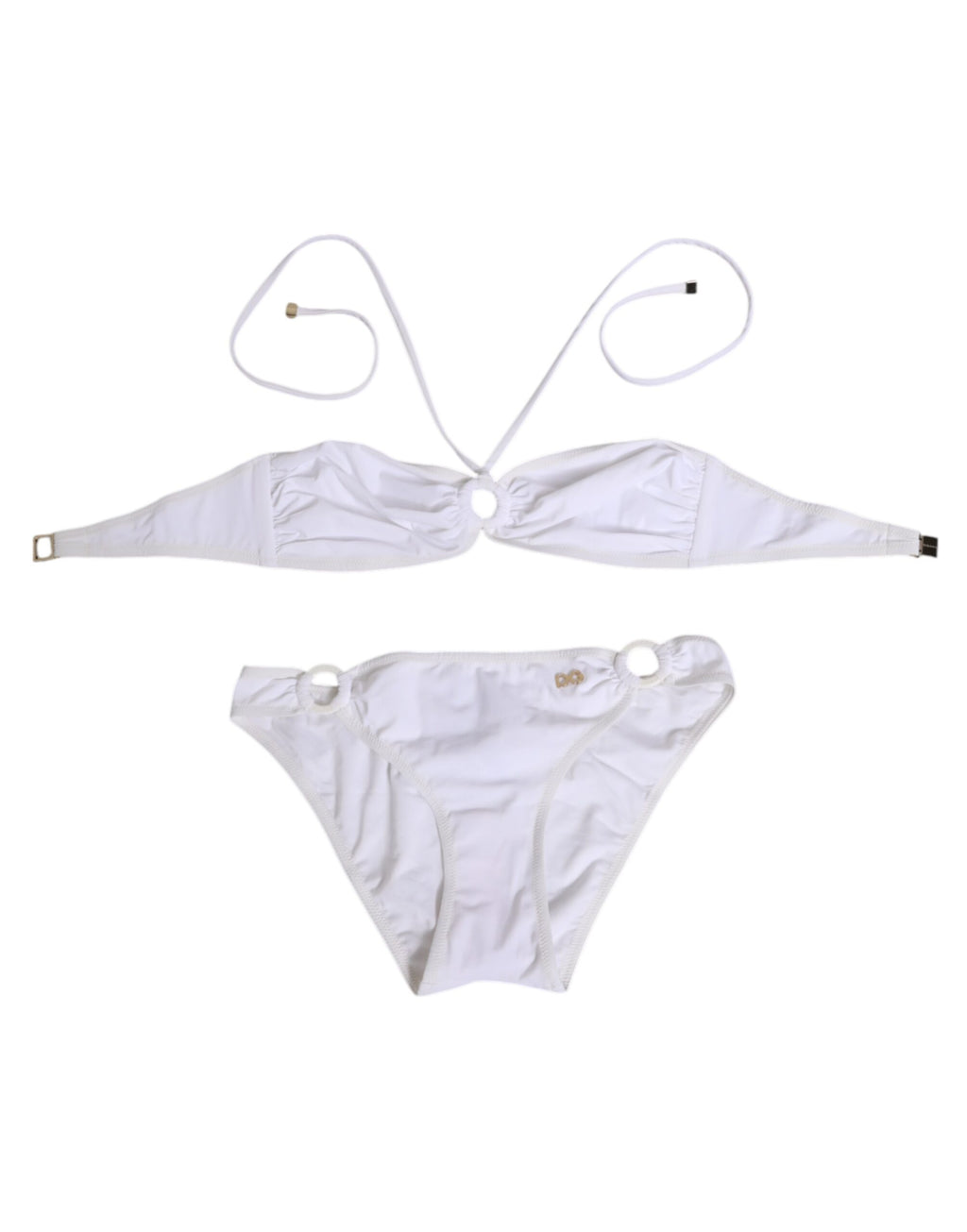 Maillot de bain Dolce & Gabbana blanc logo 2 pièces haut bas