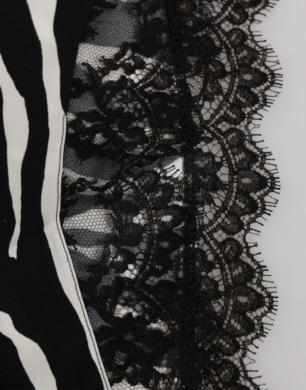 Sous-vêtement taille haute en soie noire à imprimé zèbre et dentelle Dolce & Gabbana