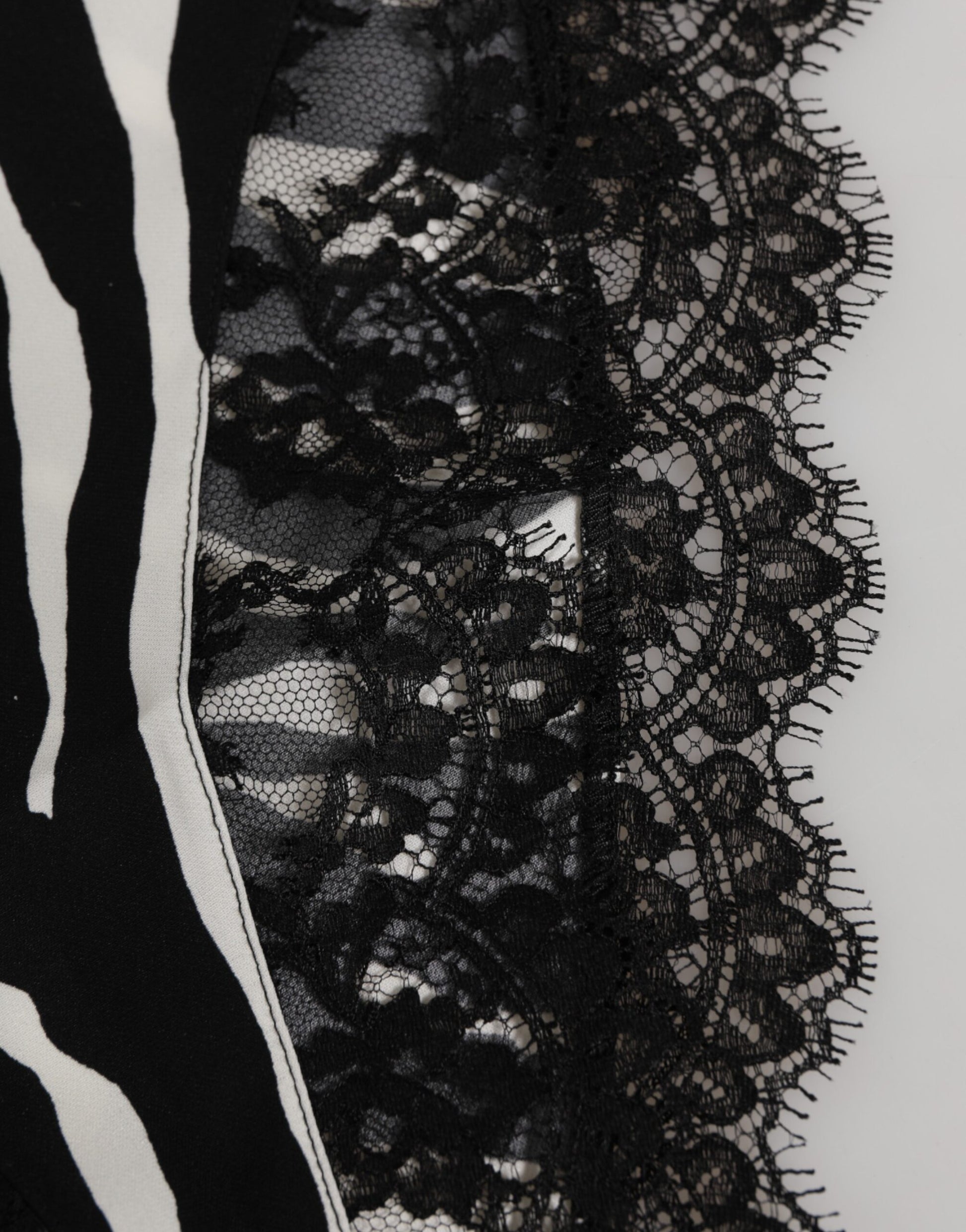 Sous-vêtement taille haute en soie noire à imprimé zèbre et dentelle Dolce & Gabbana
