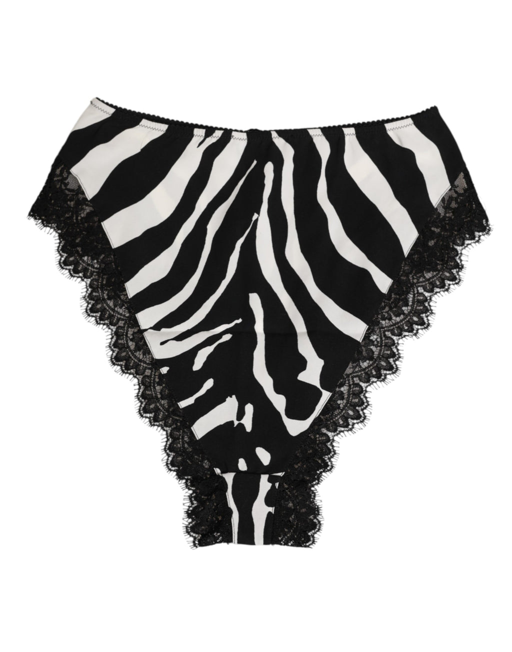 Sous-vêtement taille haute en soie noire à imprimé zèbre et dentelle Dolce & Gabbana