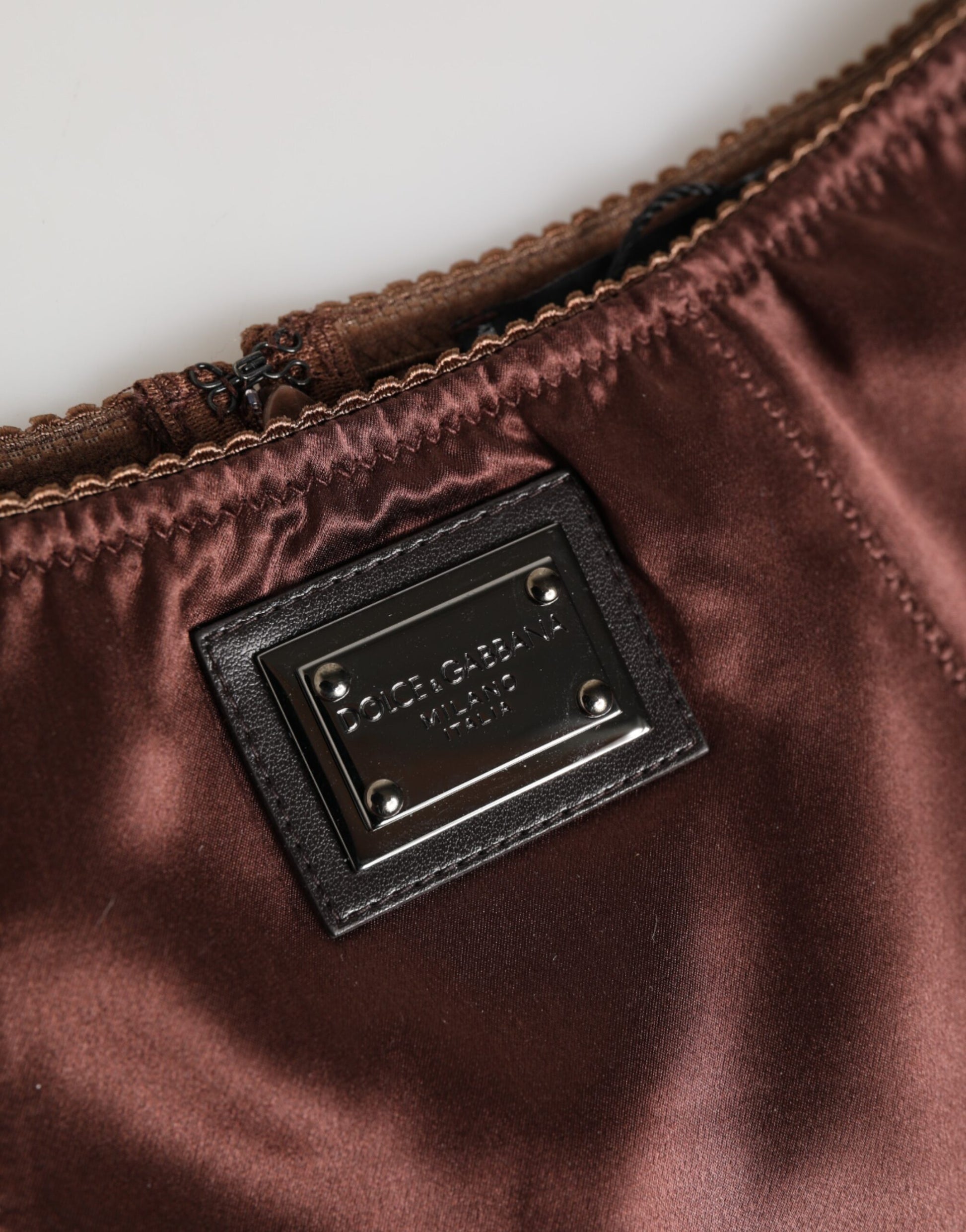 Sous-vêtement gainant taille haute en soie stretch marron Dolce & Gabbana