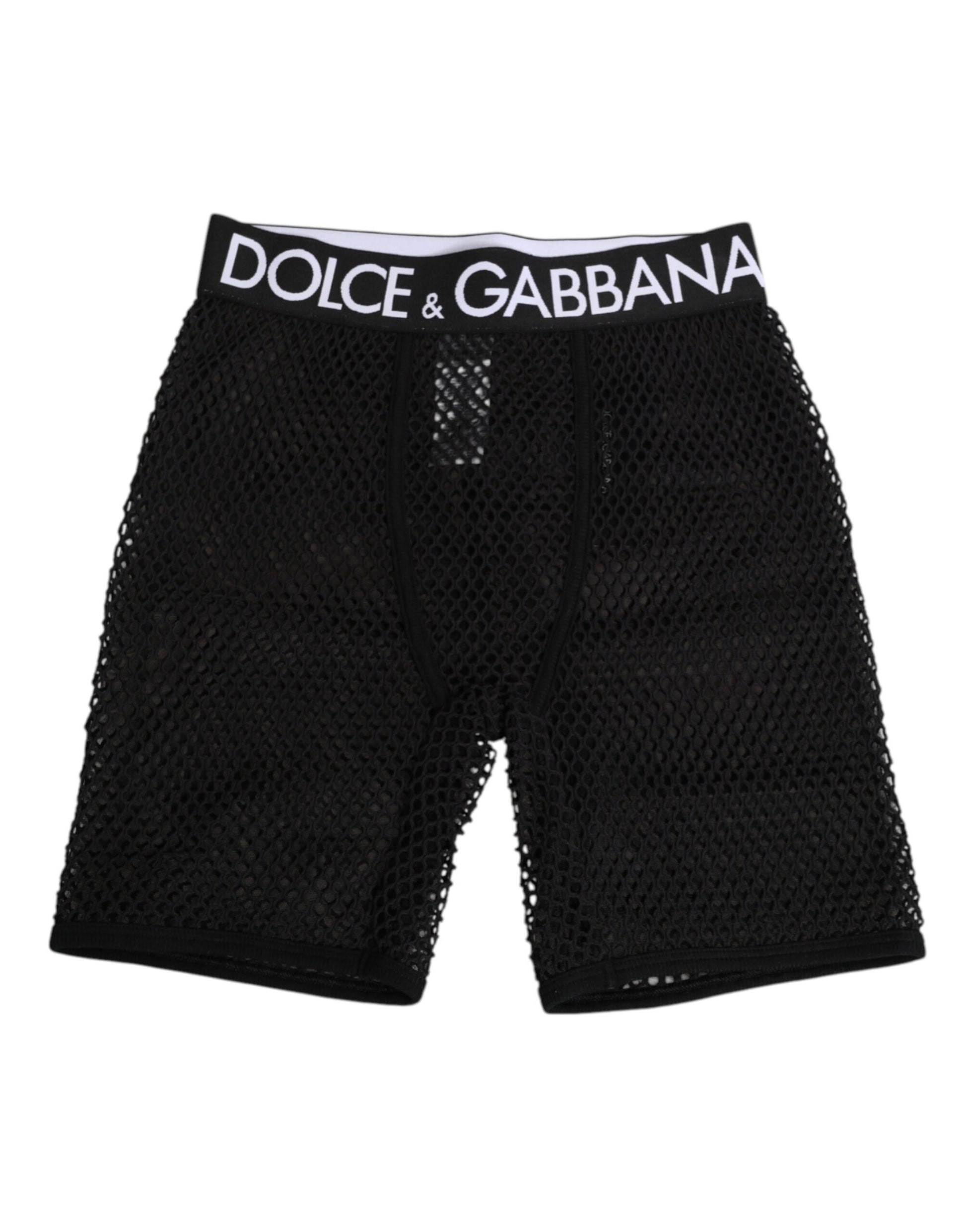 Dolce & Gabbana Caleçon mi-cuisse en coton noir avec logo