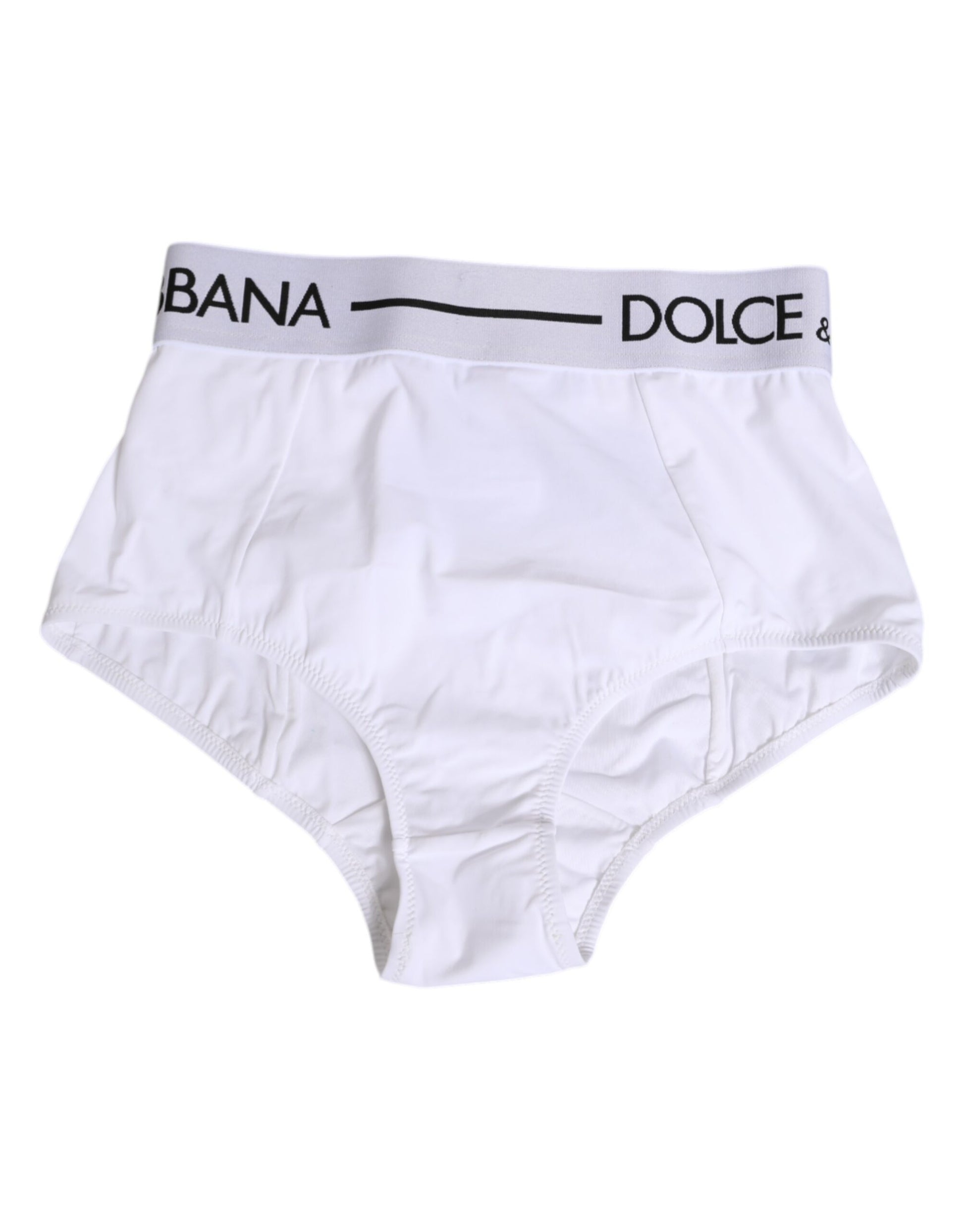 Sous-vêtement culotte Dolce & Gabbana en nylon blanc avec logo à la taille