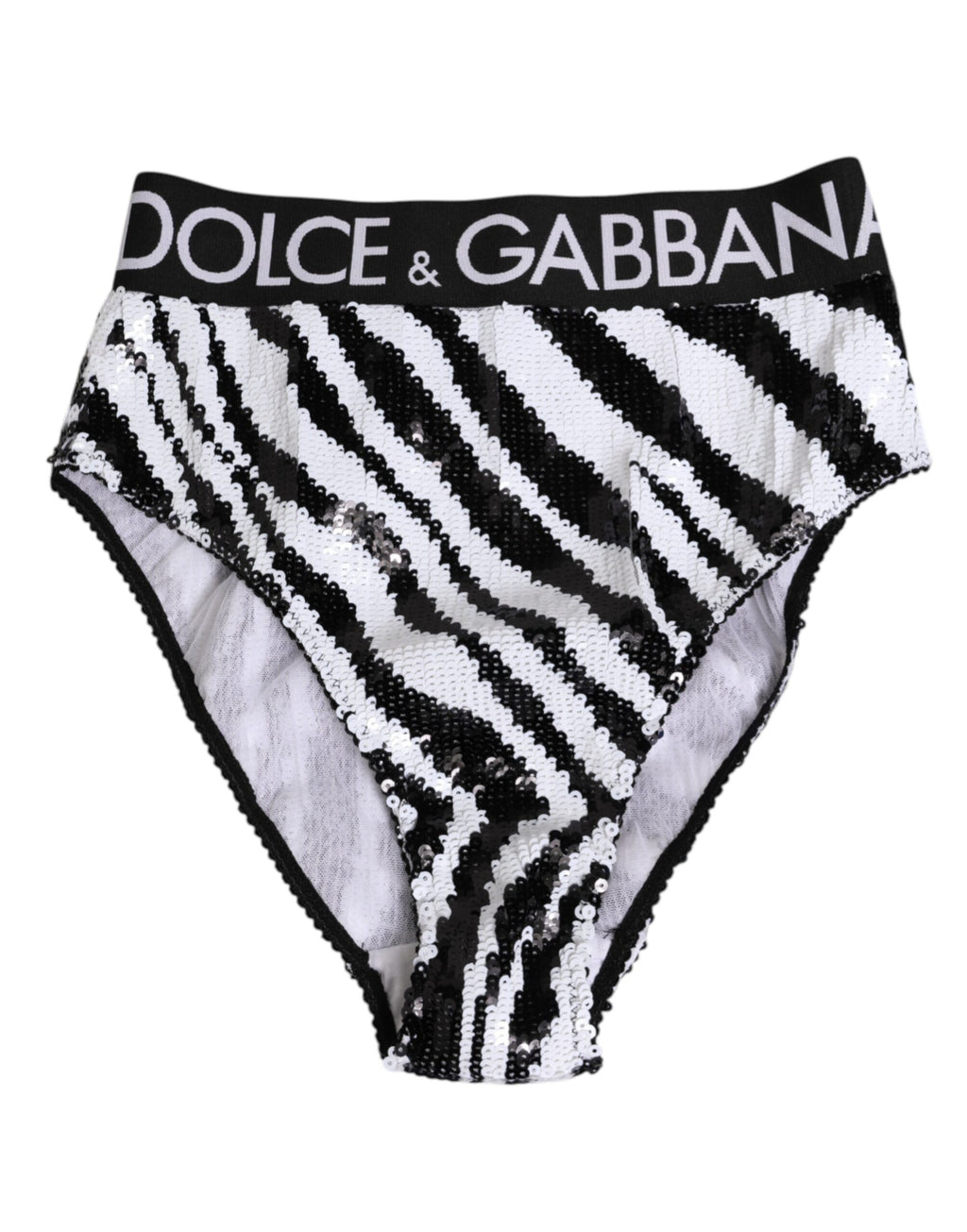 Sous-vêtement culotte taille haute Dolce & Gabbana à rayures noires et blanches