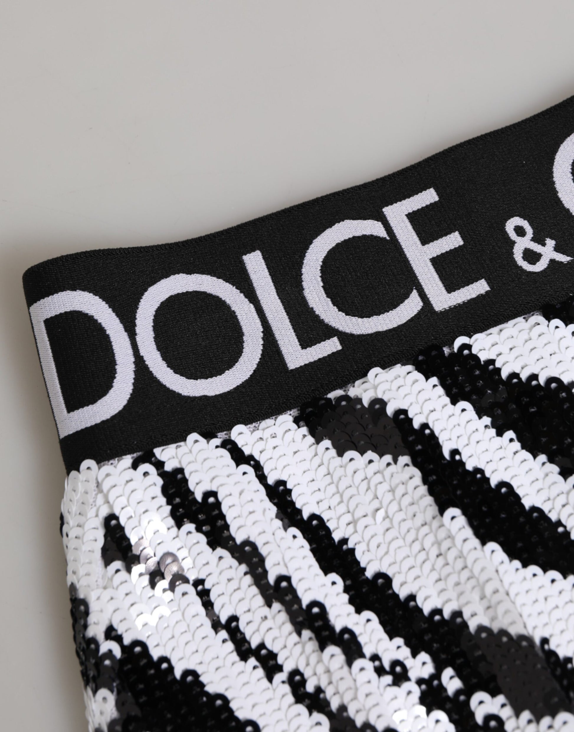 Sous-vêtement culotte taille haute Dolce & Gabbana à rayures noires et blanches