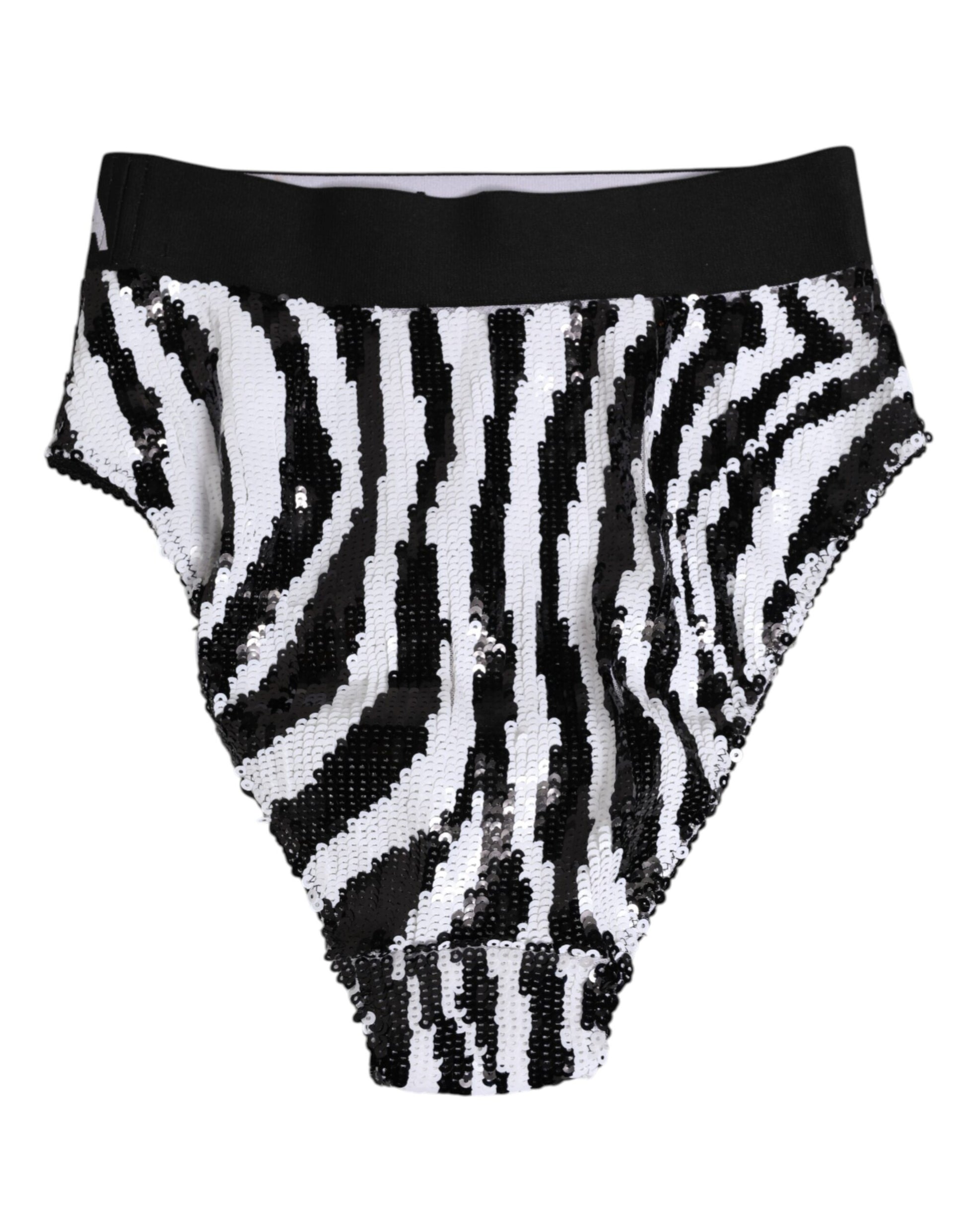Sous-vêtement culotte taille haute Dolce & Gabbana à rayures noires et blanches