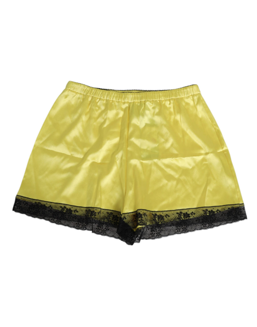 Shorty de sous-vêtement Dolce & Gabbana en soie et satin jaune, taille mi-haute