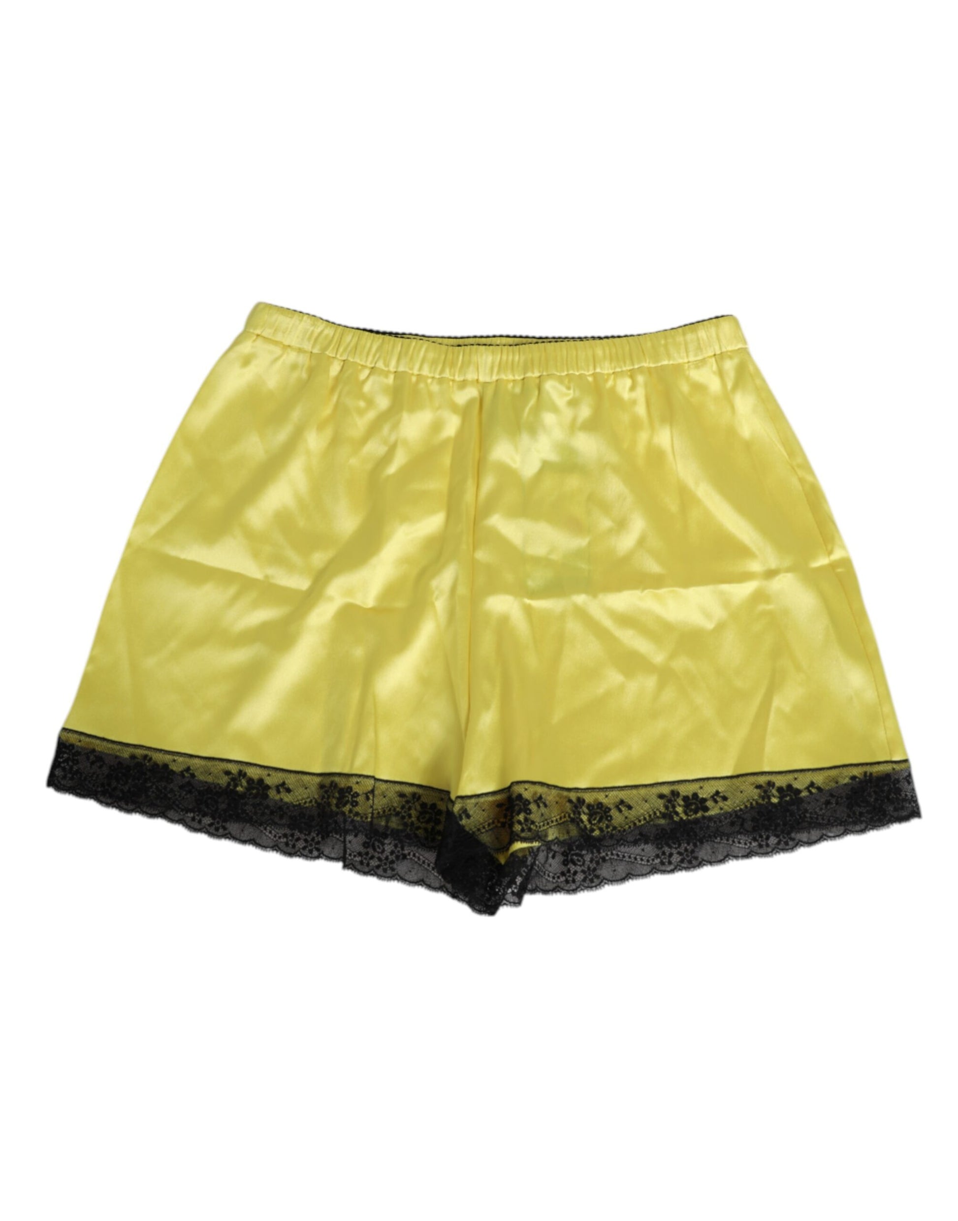 Shorty de sous-vêtement Dolce & Gabbana en soie et satin jaune, taille mi-haute