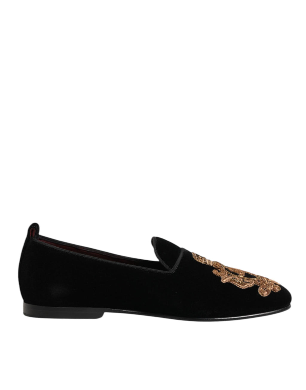 Chaussures mocassins homme Dolce & Gabbana en velours noir à couronne dorée