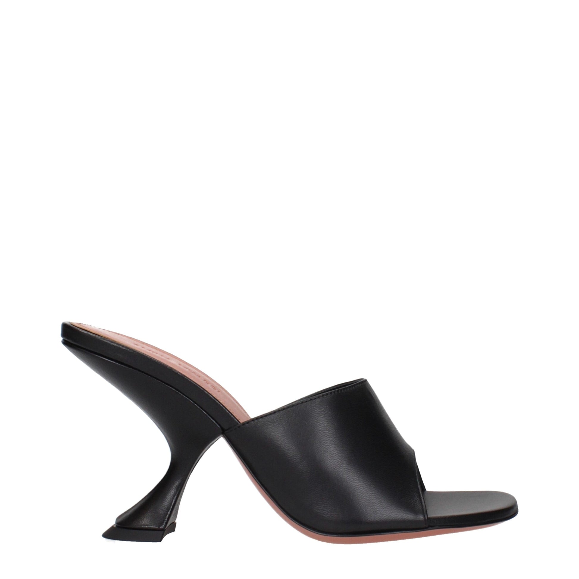 Sandales à talon aiguille en cuir noir Amina Muaddi