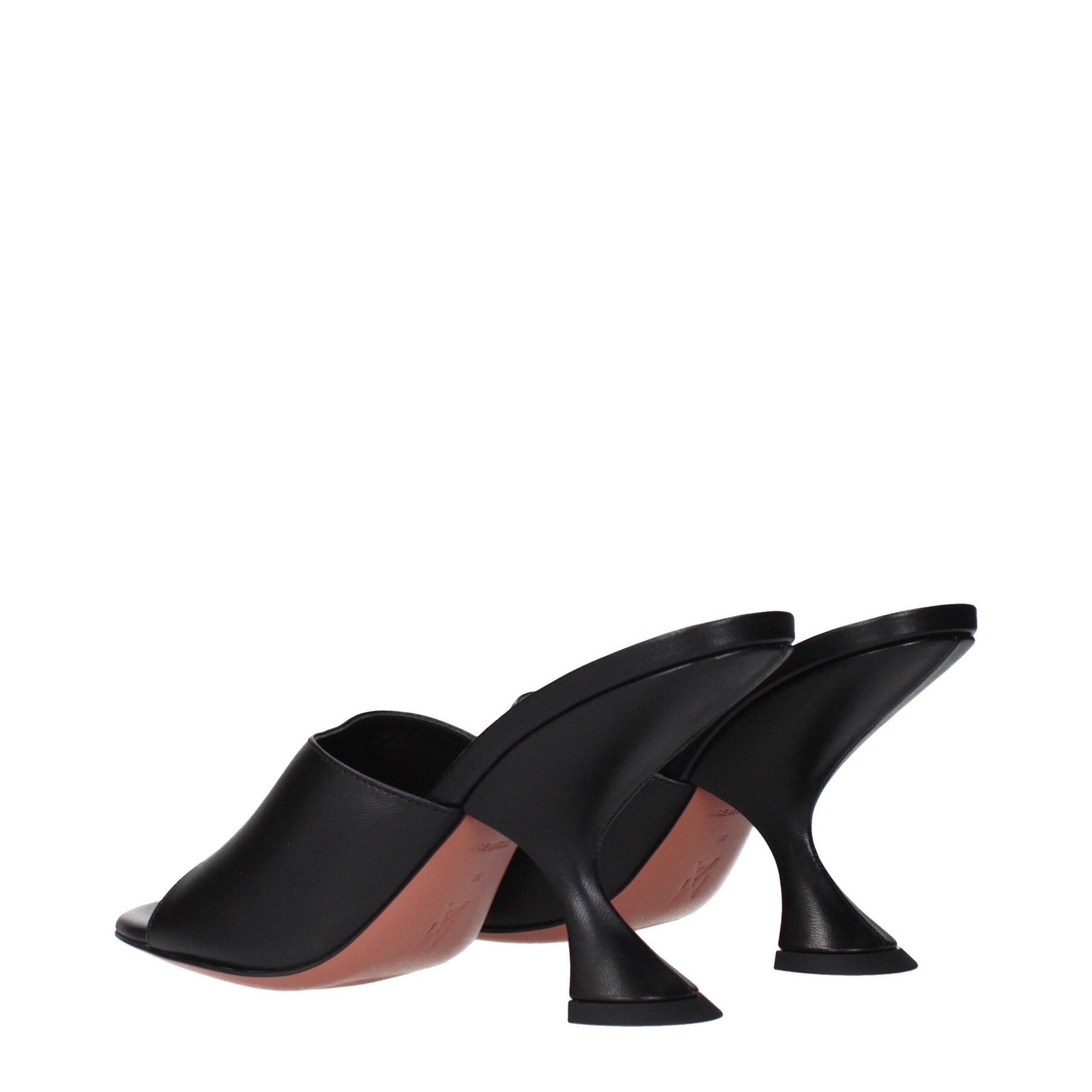 Sandales à talon aiguille en cuir noir Amina Muaddi
