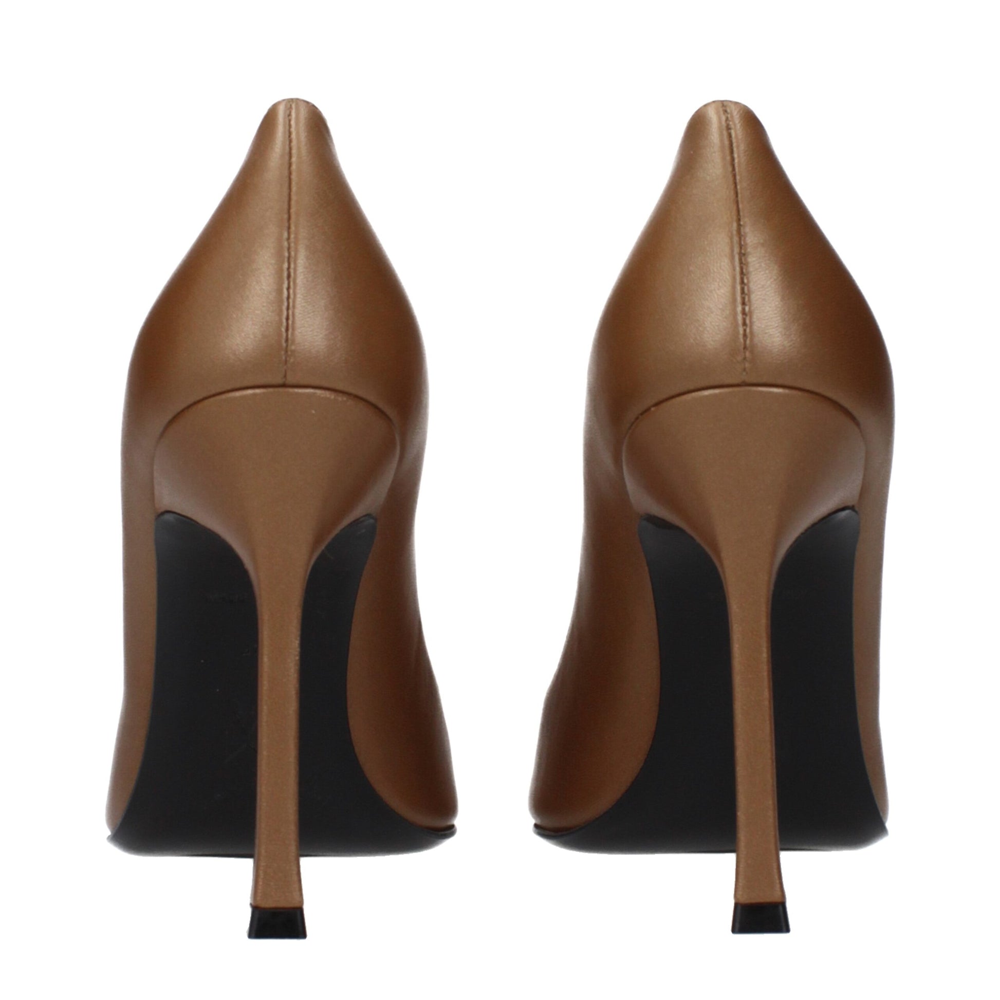 Amina Muaddi Brown Leather Pumps