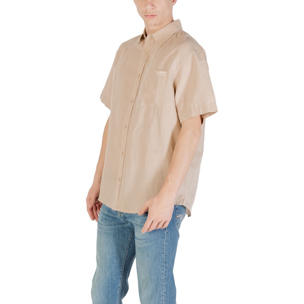 Chemise à manches courtes en lin beige Calvin Klein Jeans