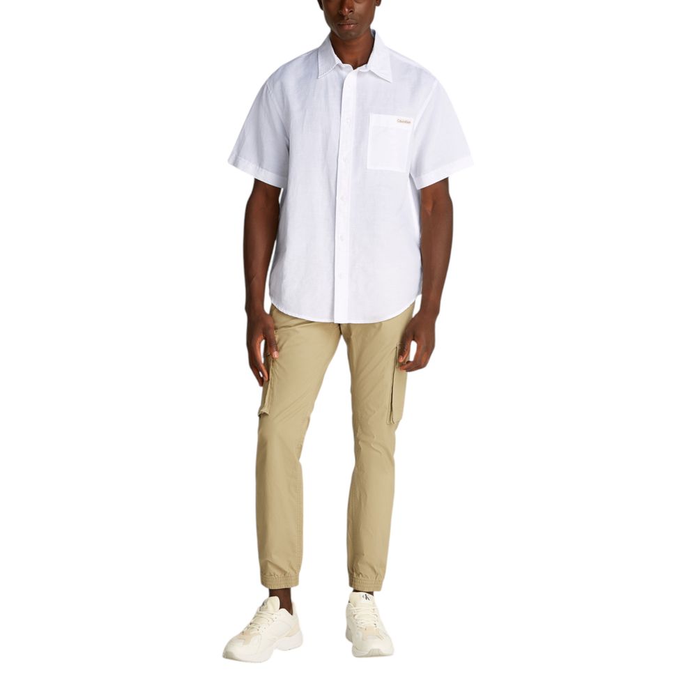 Chemise à manches courtes en lin blanc Calvin Klein Jeans