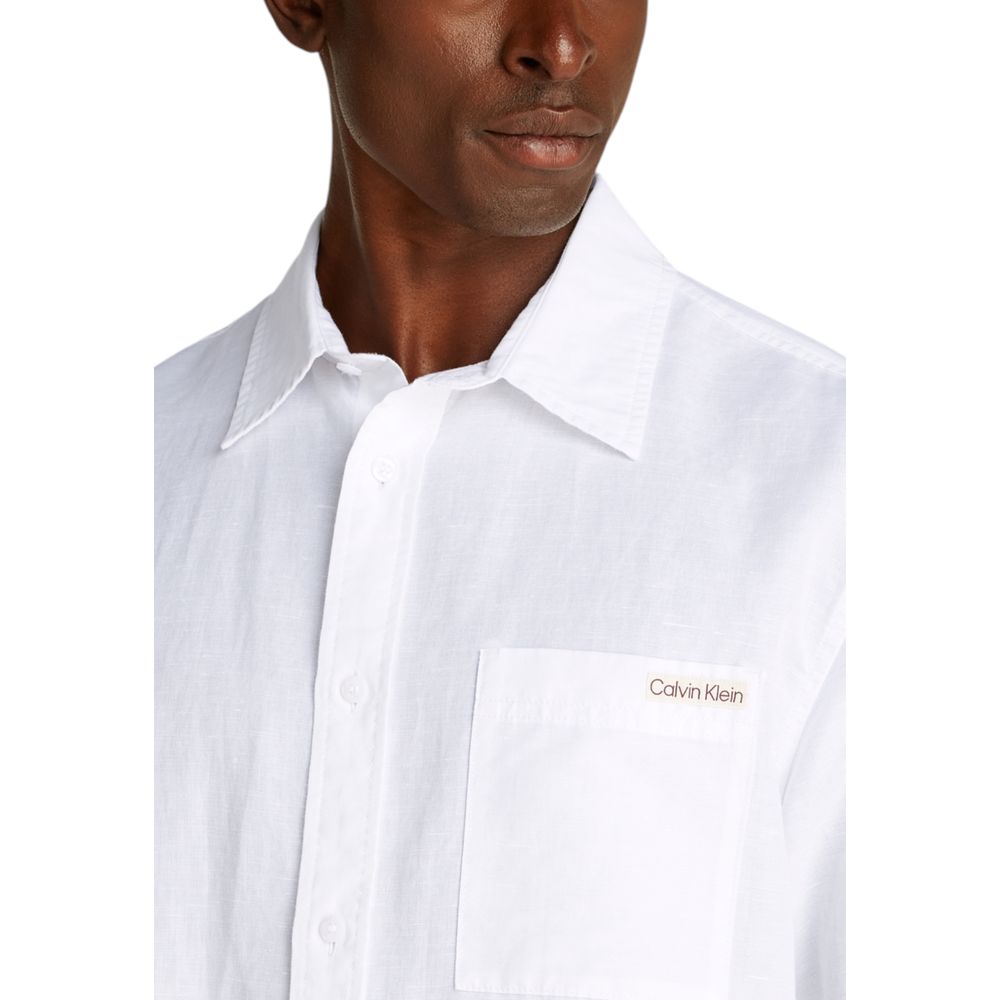Chemise à manches courtes en lin blanc Calvin Klein Jeans